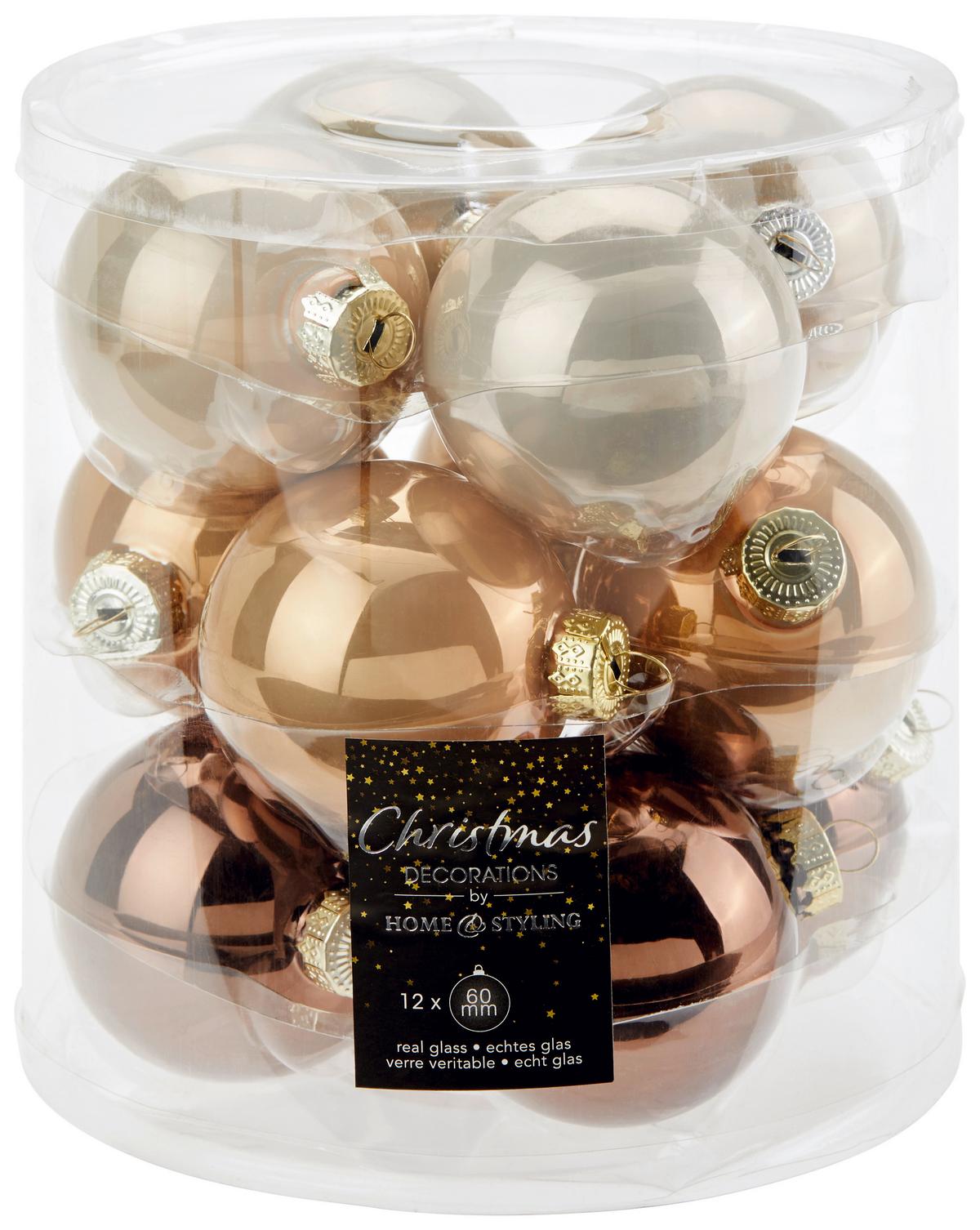 Christbaumkugel-Set Leni - Perlmutt/Braun, Basics, Glas (15/18cm)