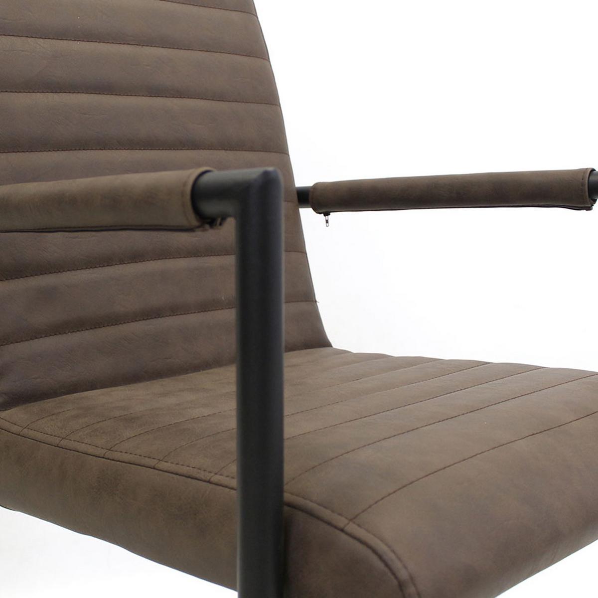 Armlehnstuhl Bars Graubraun Gepolstert 2er-Set - Taupe/Hellbraun, LIFESTYLE, Kunststoff/Textil (54/97/57cm) - MID.YOU