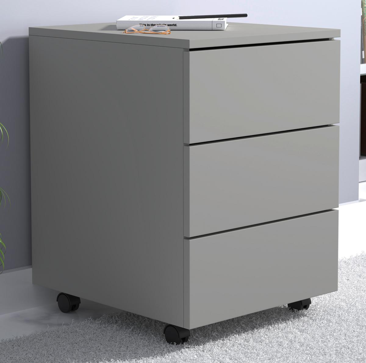 Rollcontainer Dalosa Grau B: 39 cm - Schwarz/Grau, Design, Holzwerkstoff (39/55/45cm) - MID.YOU