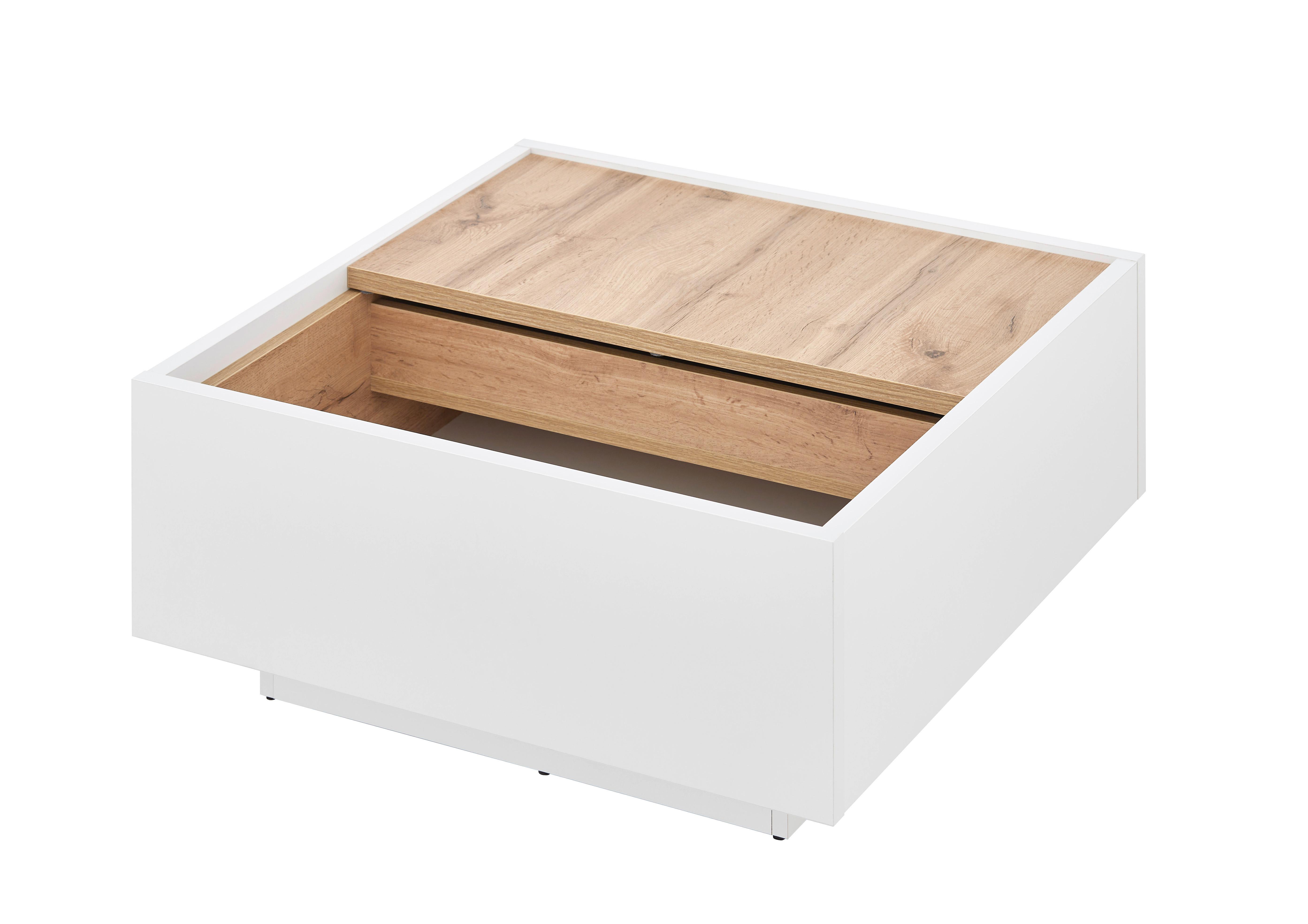 Couchtisch Long Island Weiß/Eiche Wotan B: 75 cm - Eiche Wotan/Weiß, Design, Holzwerkstoff (75/34/75cm) - MID.YOU