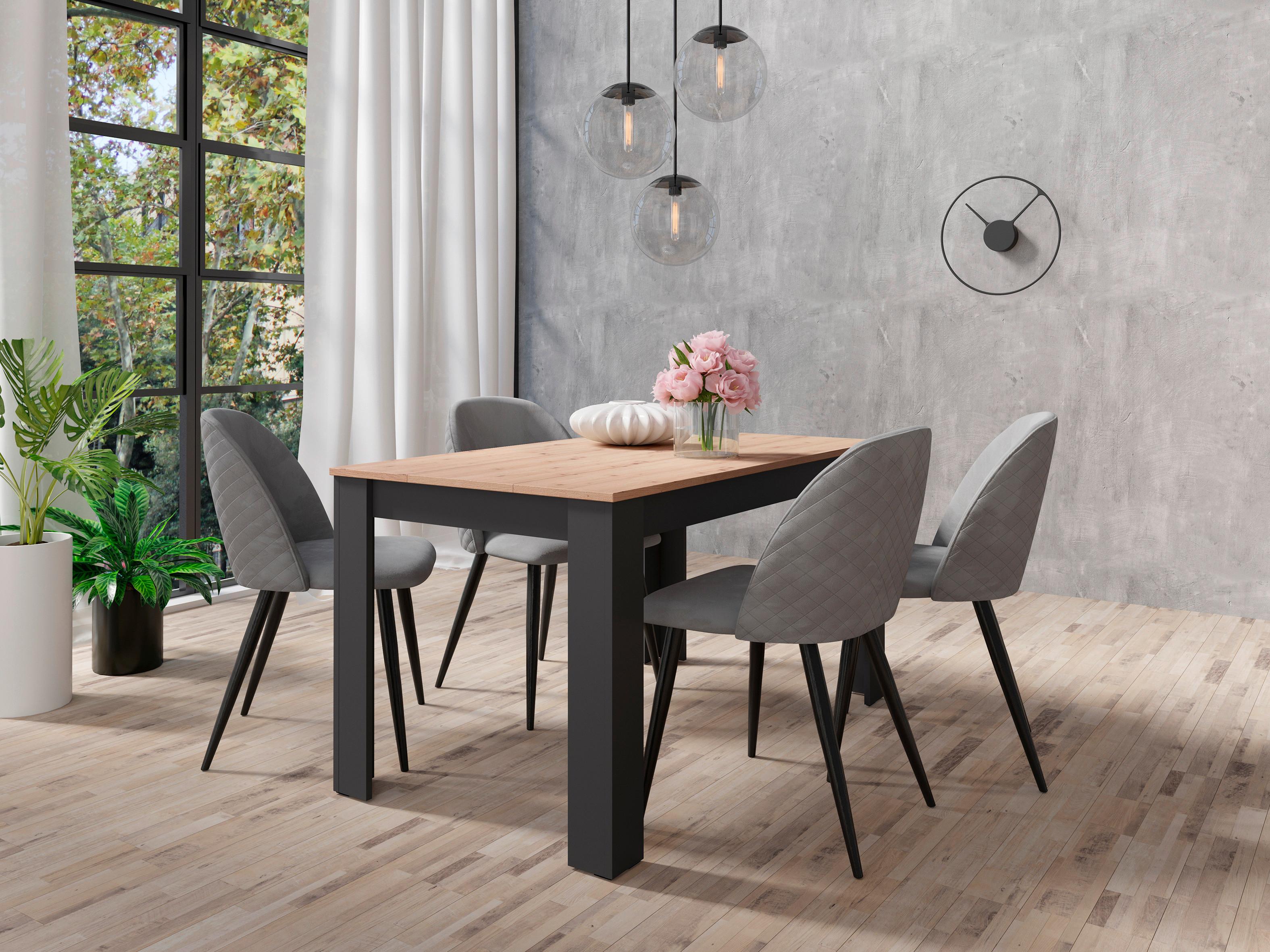 Esstisch Nori Eiche Artisan/anthrazit B:80cm - Anthrazit/Eiche Artisan, LIFESTYLE, Holzwerkstoff (140/80/75cm) - MID.YOU
