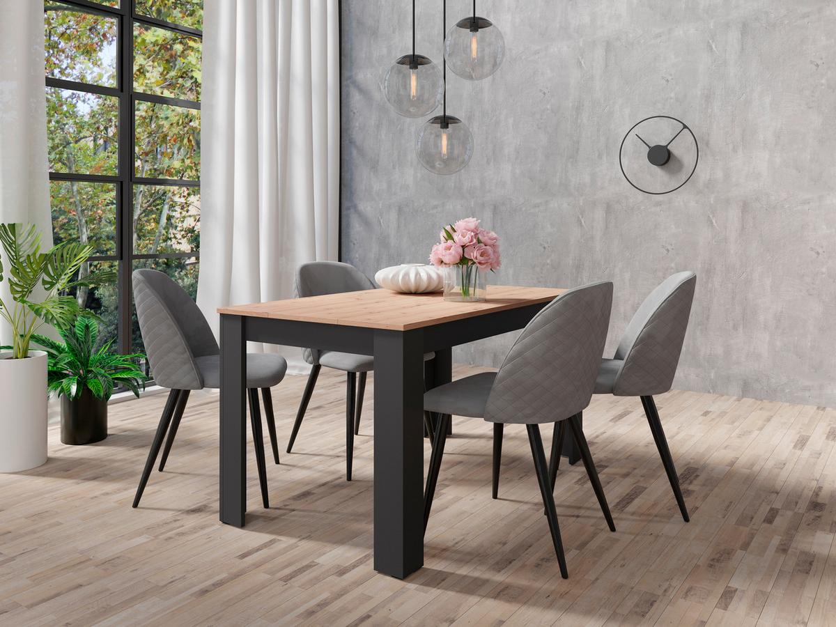 Esstisch Nori Eiche Artisan/anthrazit B:80cm - Anthrazit/Eiche Artisan, LIFESTYLE, Holzwerkstoff (140/80/75cm) - MID.YOU