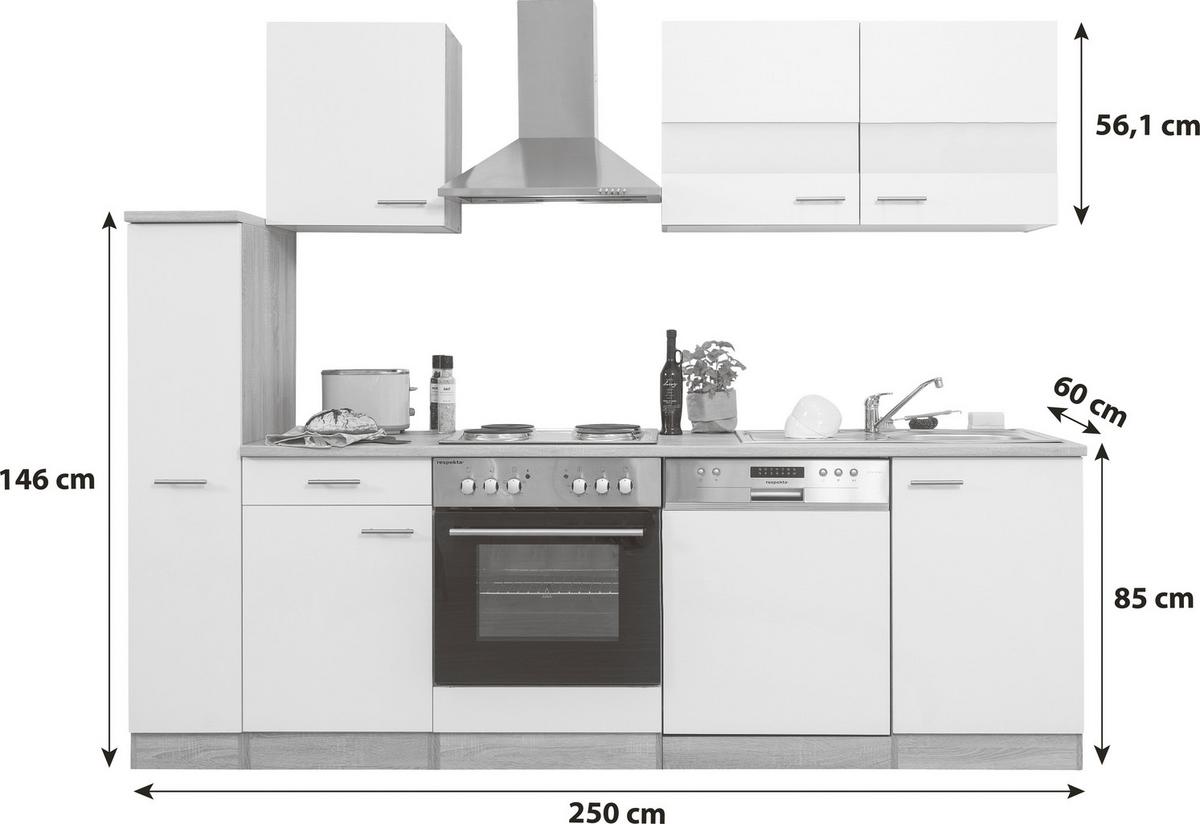 Küchenblock Merle Küchenblock 250 Cm - Eichefarben/Grau, Basics, Holzwerkstoff (250cm) - Respekta