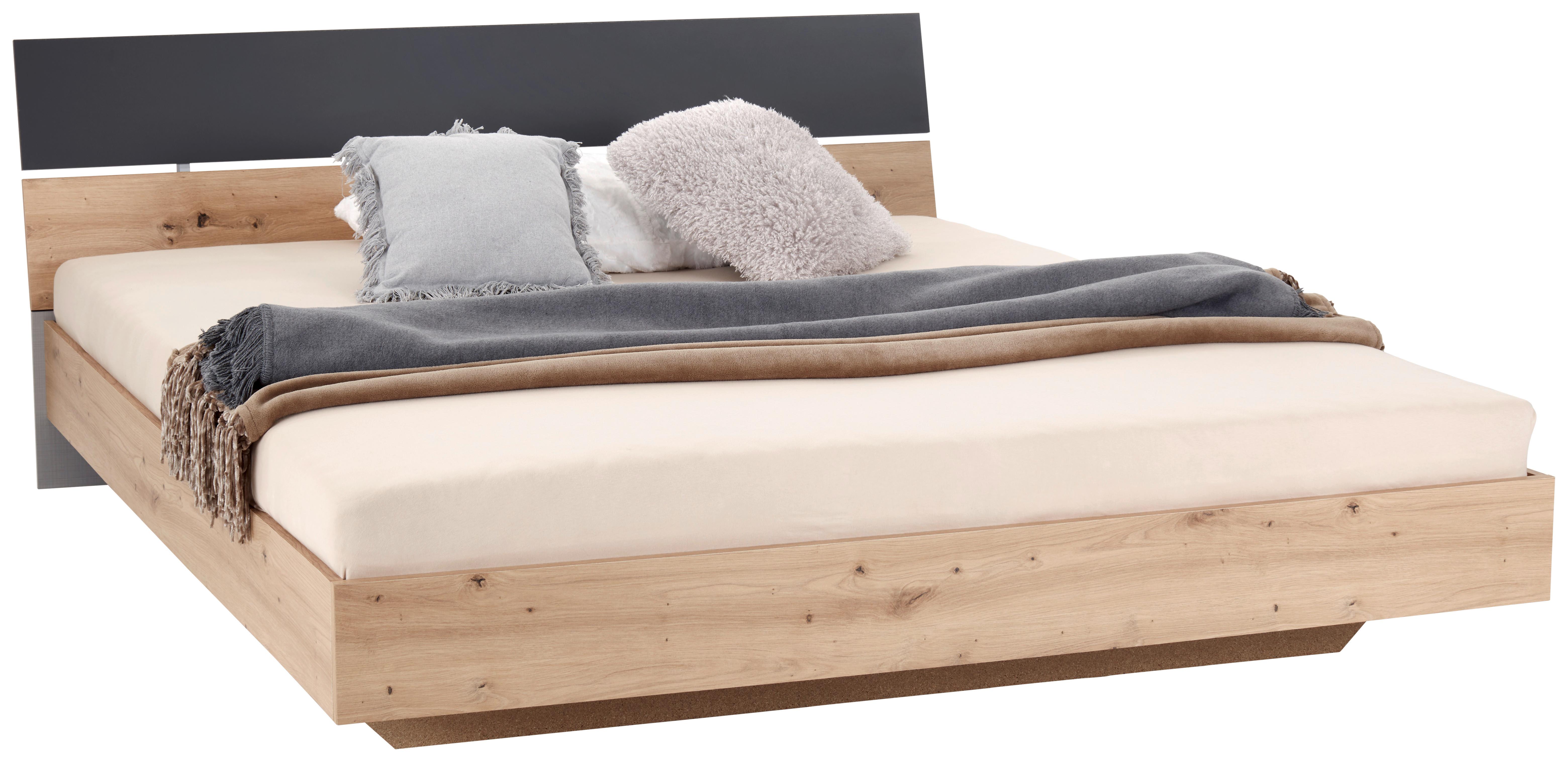 Schlafzimmer-set Katrin 4-tlg. Eiche Dekor/graphit + Spiegel - Eichefarben/Graphitfarben, KONVENTIONELL, Holzwerkstoff