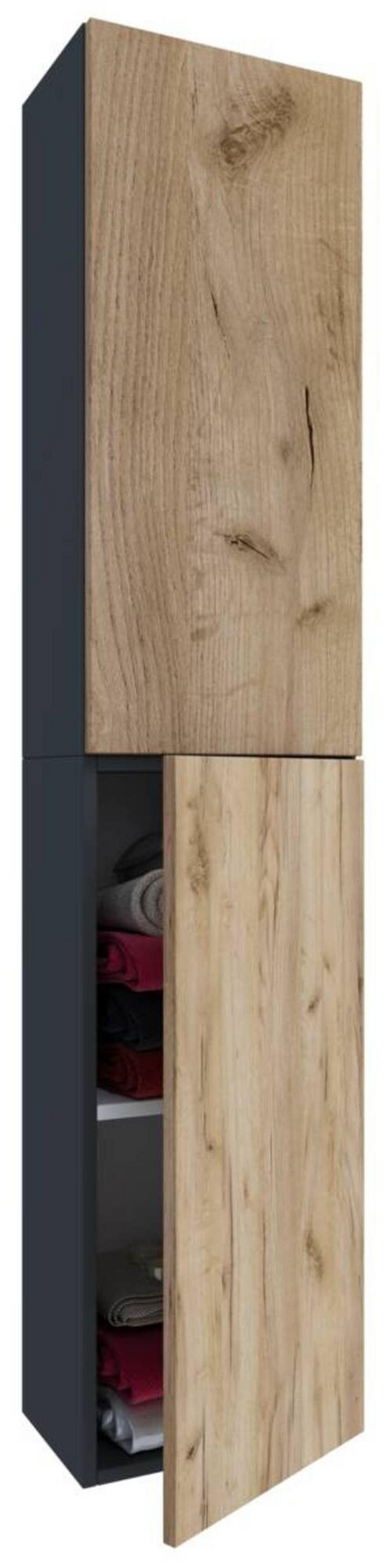 Hochschrank Bad Lendas BxH 32,6x150 cm Eichefarben - Eichefarben/Anthrazit, MODERN, Holzwerkstoff (32,6/150/21,7cm) - MID.YOU