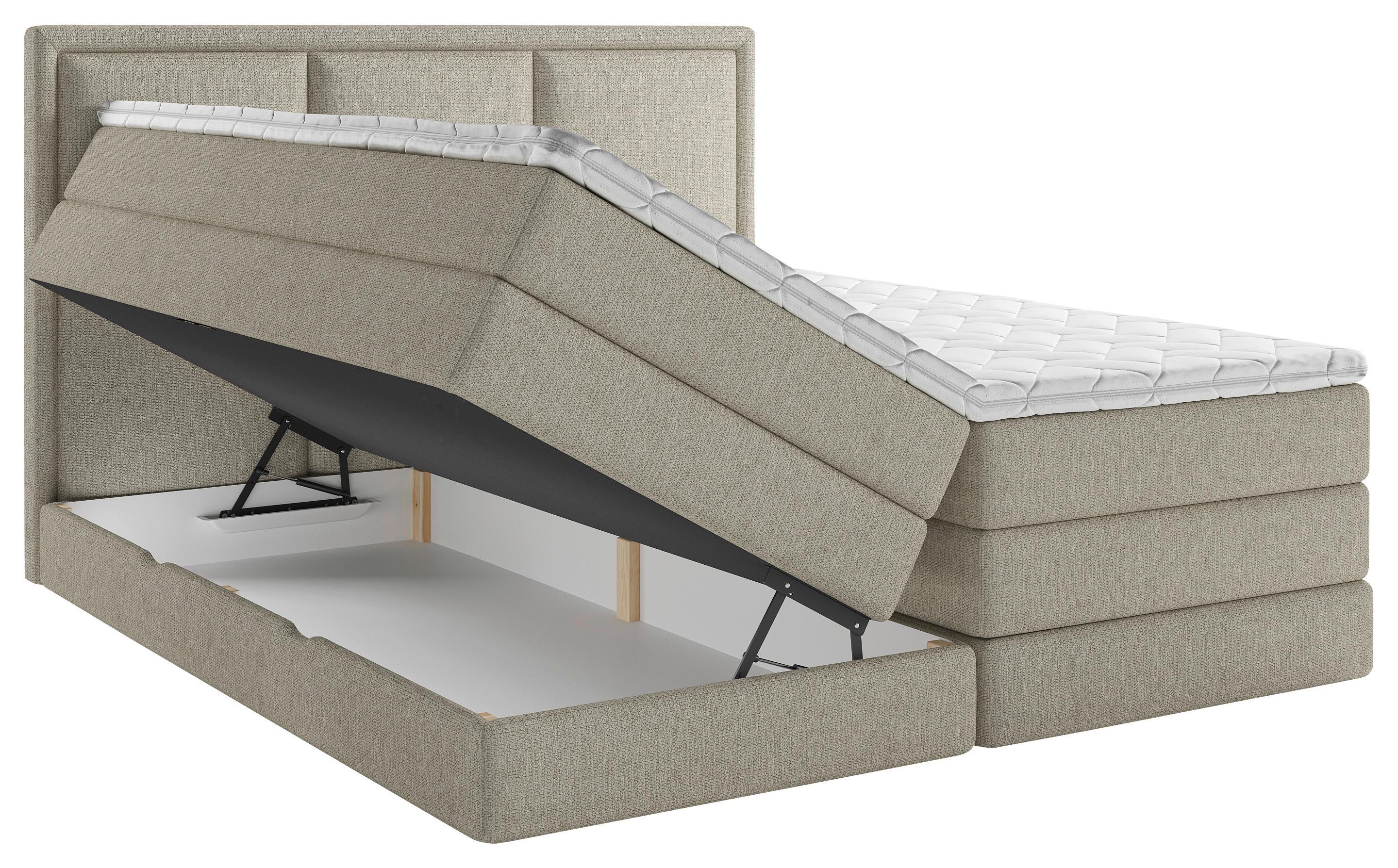 Boxspringbett mit Topper 140x200 cm Swing II K - Schlammfarben, Design, Holzwerkstoff/Textil (140/200cm) - MID.YOU