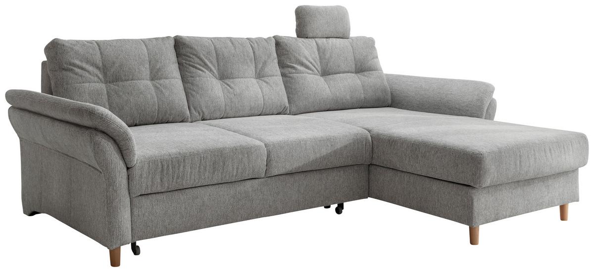 Ecksofa Brizzini mit Schlaf- Funktion, Silberfarben,250x176 - Silberfarben/Naturfarben, MODERN, Textil (250/176cm) - Livetastic