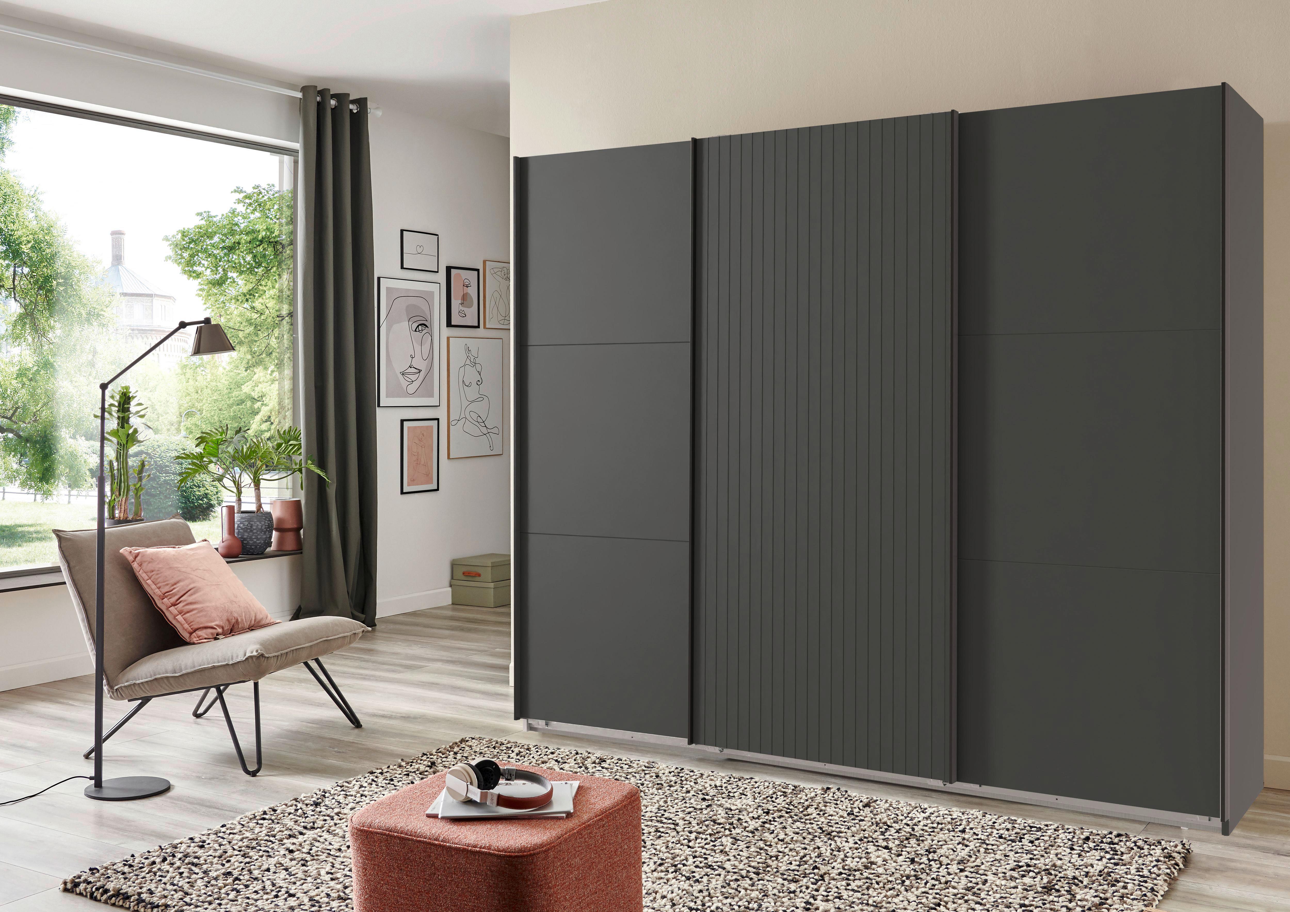 Schwebetürenschrank Andorra Graphitfarben B: 300 Cm - Graphitfarben, MODERN, Holzwerkstoff (300/216/65cm) - MID.YOU