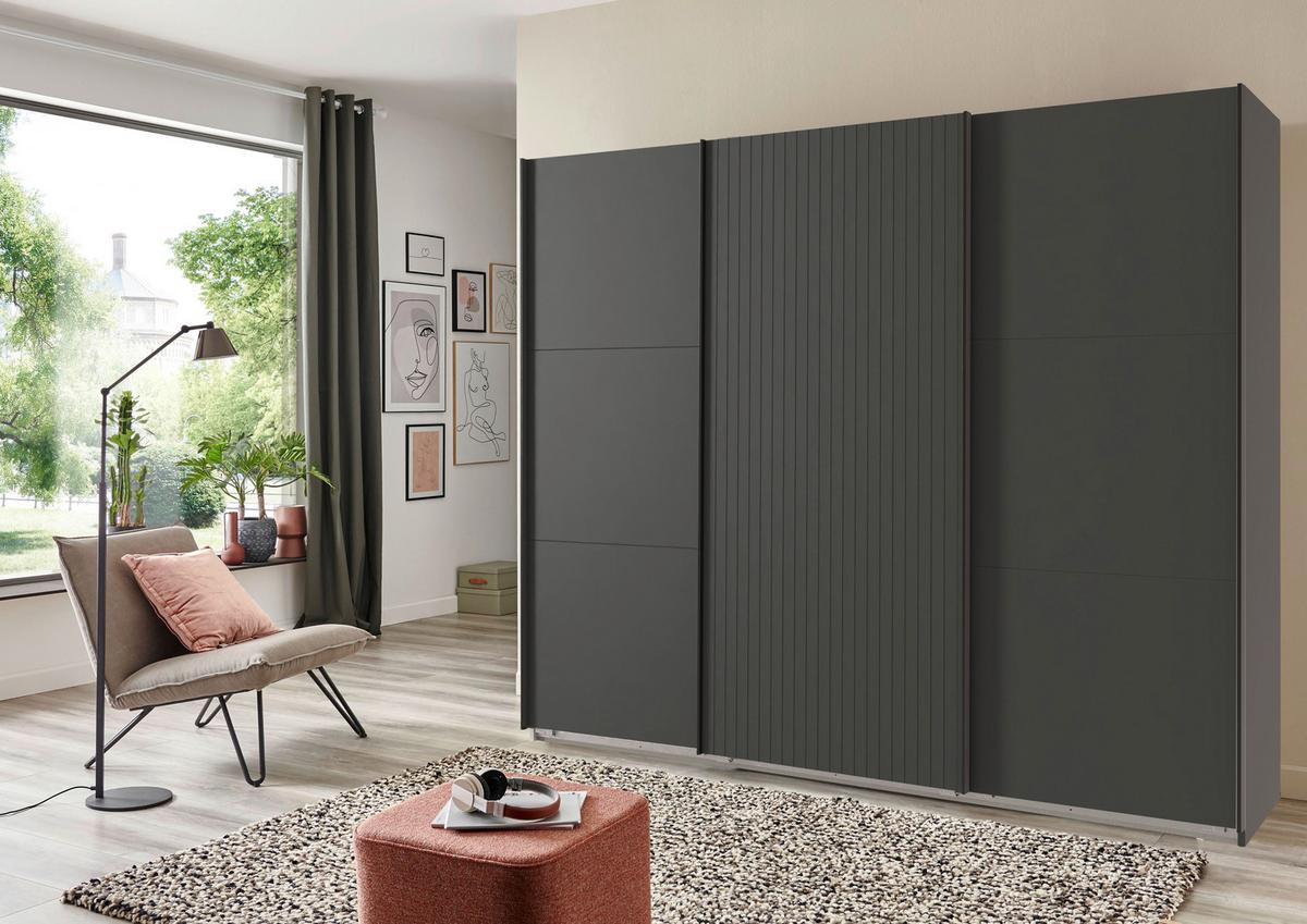 Schwebetürenschrank Andorra Graphitfarben B: 300 Cm - Graphitfarben, MODERN, Holzwerkstoff (300/216/65cm) - MID.YOU