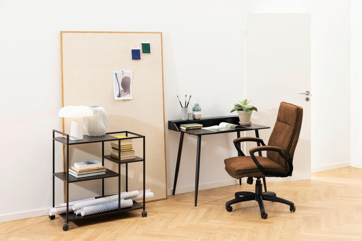 Bürostuhl Brad mit Armstützen Schwarz/Hellbraun Bis 110 Kg - Hellbraun/Schwarz, Trend, Kunststoff/Textil (67/115/69,5cm) - MID.YOU