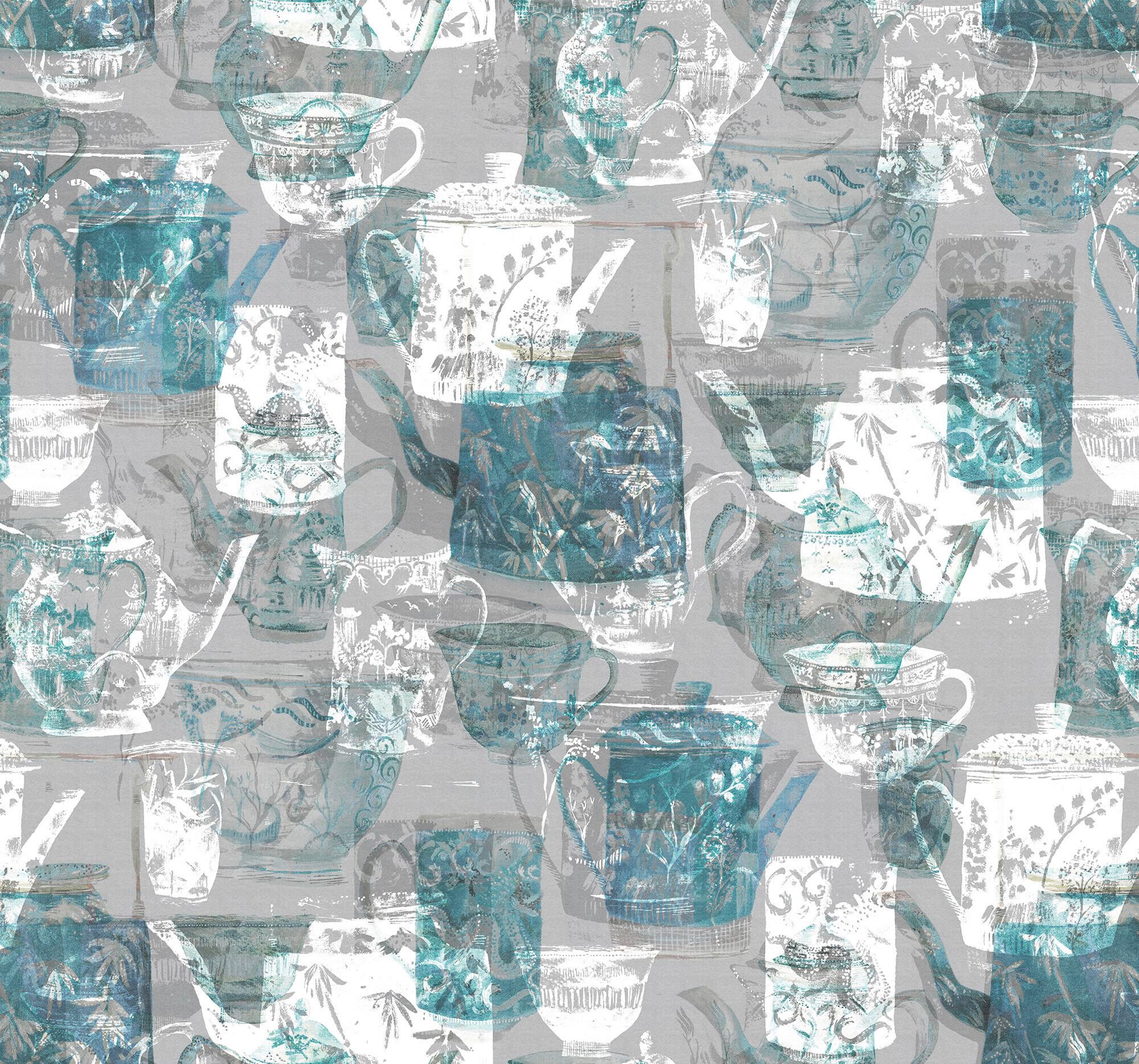 Fototapete R3-030 Tableware - Blau/Weiß, Trend (300/280cm)