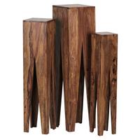 Sada stolků pod květiny KADA z masivního dřeva - barvy sheesham, Design, dřevo - MID.YOU