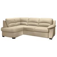 Ecksofa Schlaffunktion Danilo M. Bettkasten Beige Lederlook - Beige/Schwarz, KONVENTIONELL, Textil (240/45/165cm) - MID.YOU