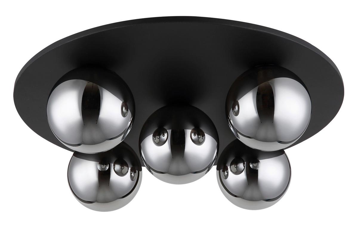 Led-deckenleuchte 56133-5d Riha - Schwarz, Design, Glas/Metall (50/15,5cm) - Globo