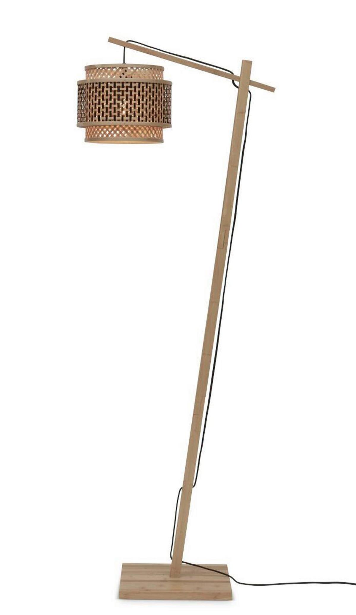 Stehleuchte Bhutan/Fs/Ad/N/2520/Bn - Schwarz/Naturfarben, Trend, Holz (150/31/55cm) - Good & Mojo
