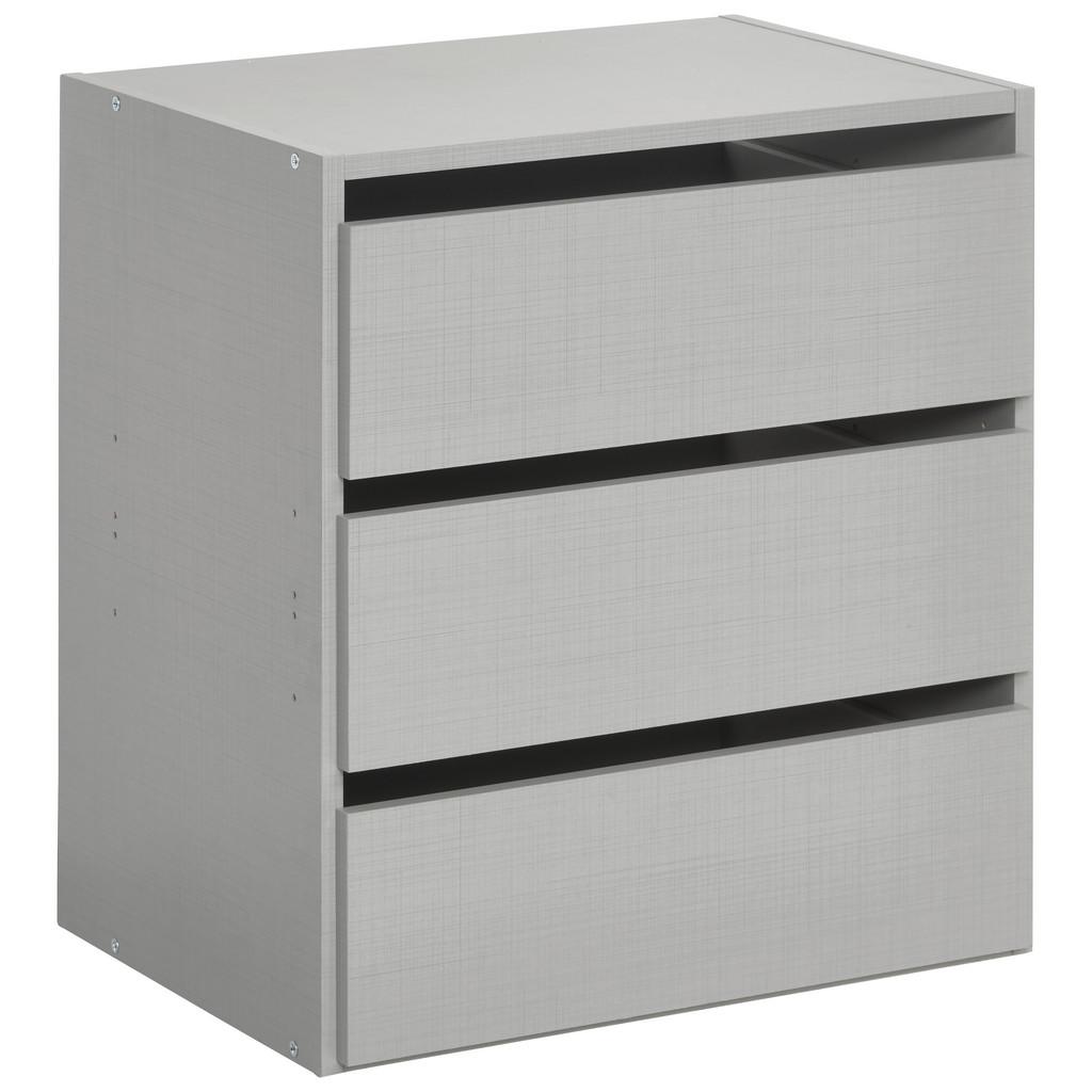 Schubkasteneinsatz B: 52 cm, Grau, Mit 3 Laden