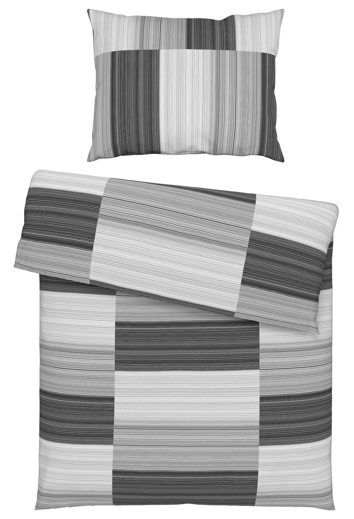 Linon Bettwäsche 140x200 cm Ela Su Baumwolle Grau/Braun - Braun/Grau, MODERN, Textil - Luca Bessoni