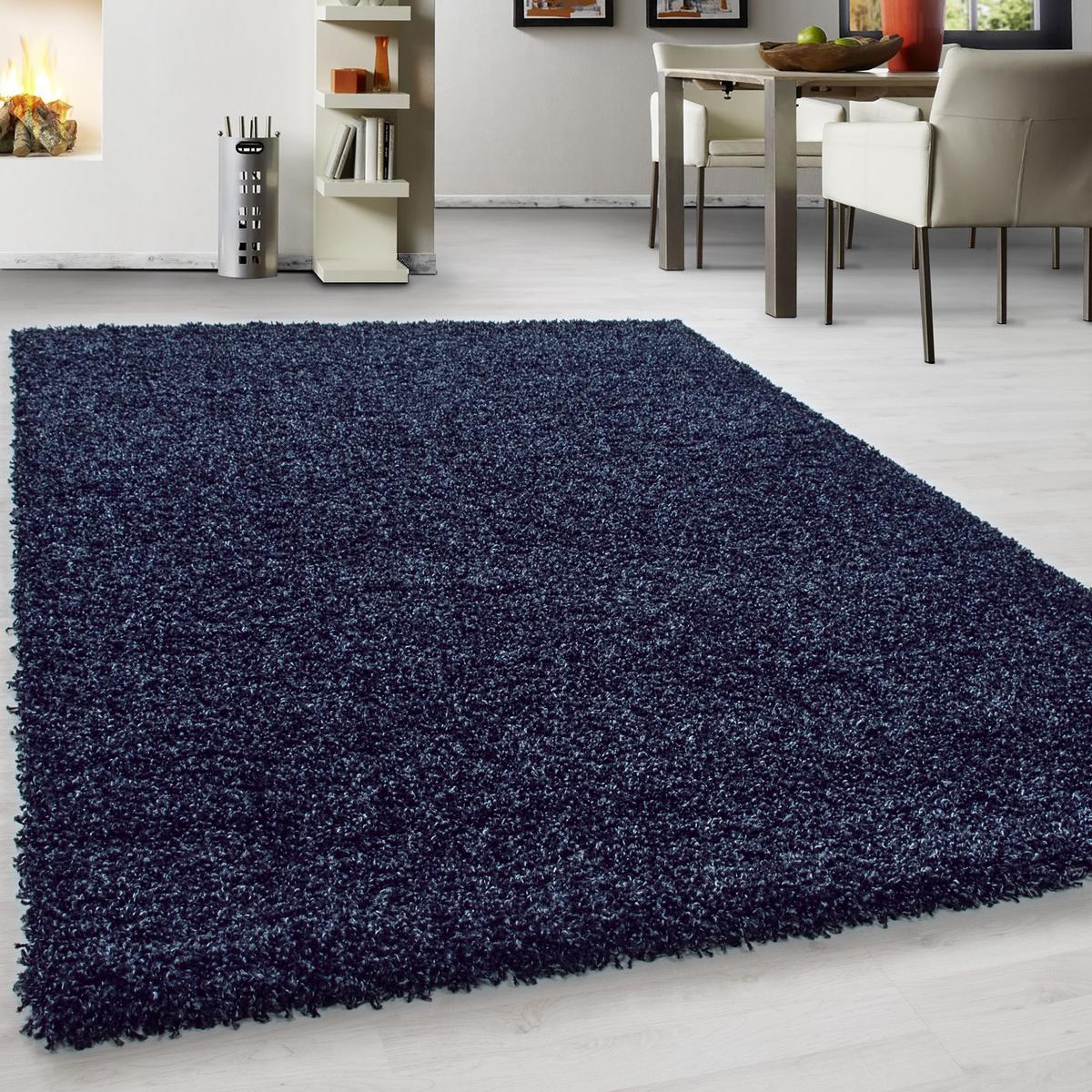 Hochflor Teppich Dunkelblau Life 80x250 Cm - Dunkelblau, KONVENTIONELL, Textil (80/250cm) - Novel