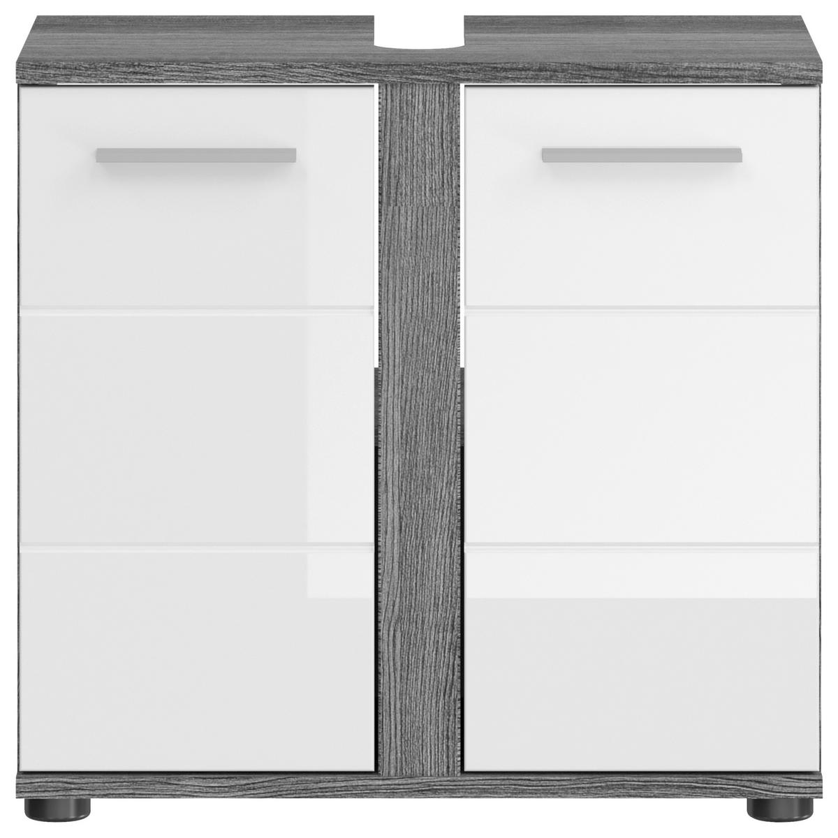 Badezimmer Blake Weiß Hg B: 130 Cm - Weiß Hochglanz/Schwarz, MODERN, Holzwerkstoff (130cm) - MID.YOU