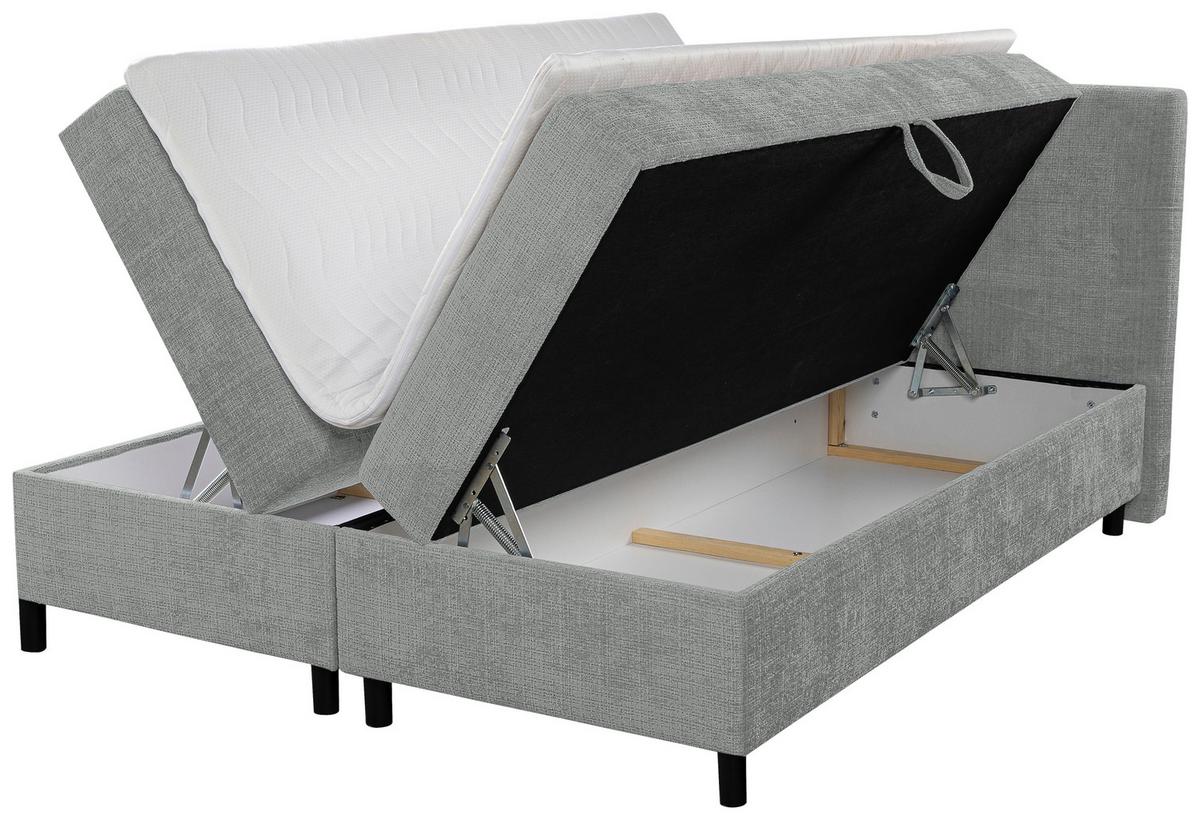 Boxbett Mit Topper & Bettkasten 180x200 Haga - Schwarz/Grau, MODERN, Holz/Kunststoff (180/200cm) - MID.YOU