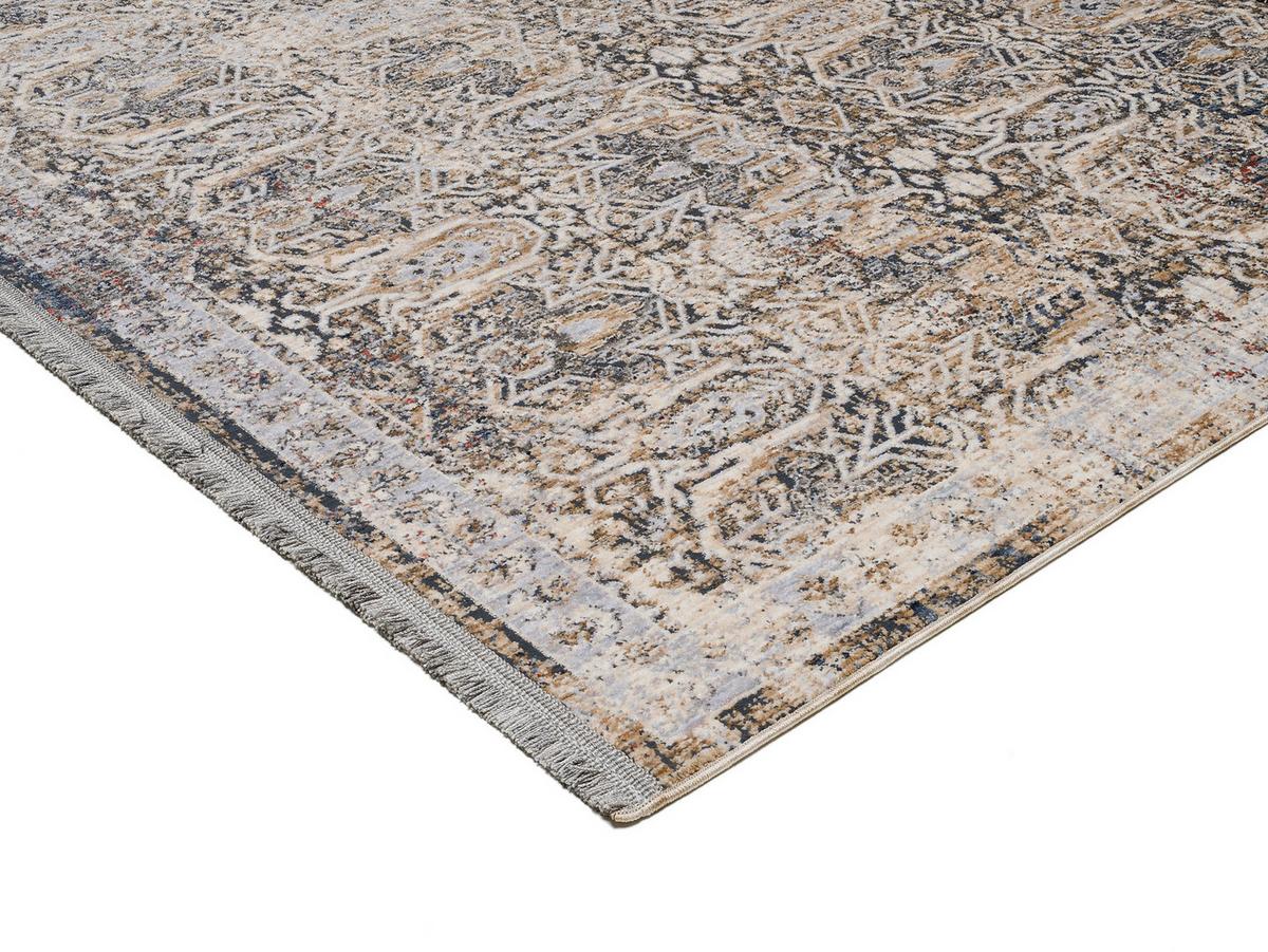 VINTAGE-TEPPICH MERKUR - Blau/Beige, Design, Textil (133/190cm) - Novel