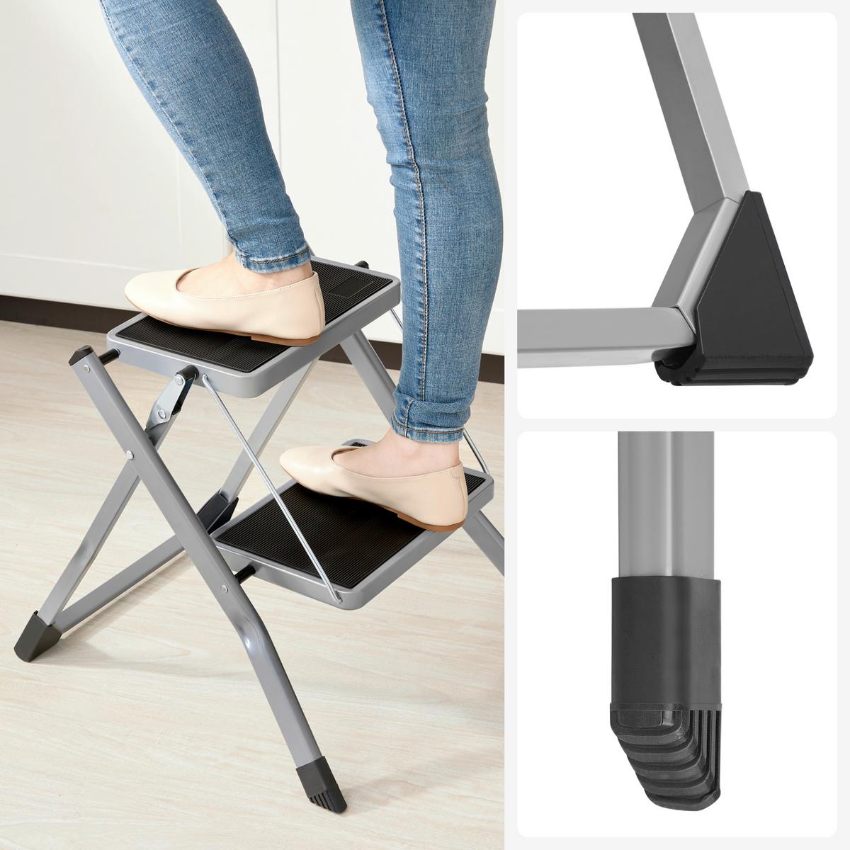 Klapptrittleiter Klapptrittleiter Grau B: 49 cm - Grau, Basics, Metall (49/43/47cm)