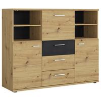 Sideboard Nina Eiche Artisan/Fresco B: 131 cm - Schwarz/Eiche Artisan, Holzwerkstoff (131/103,8/38cm) - MID.YOU