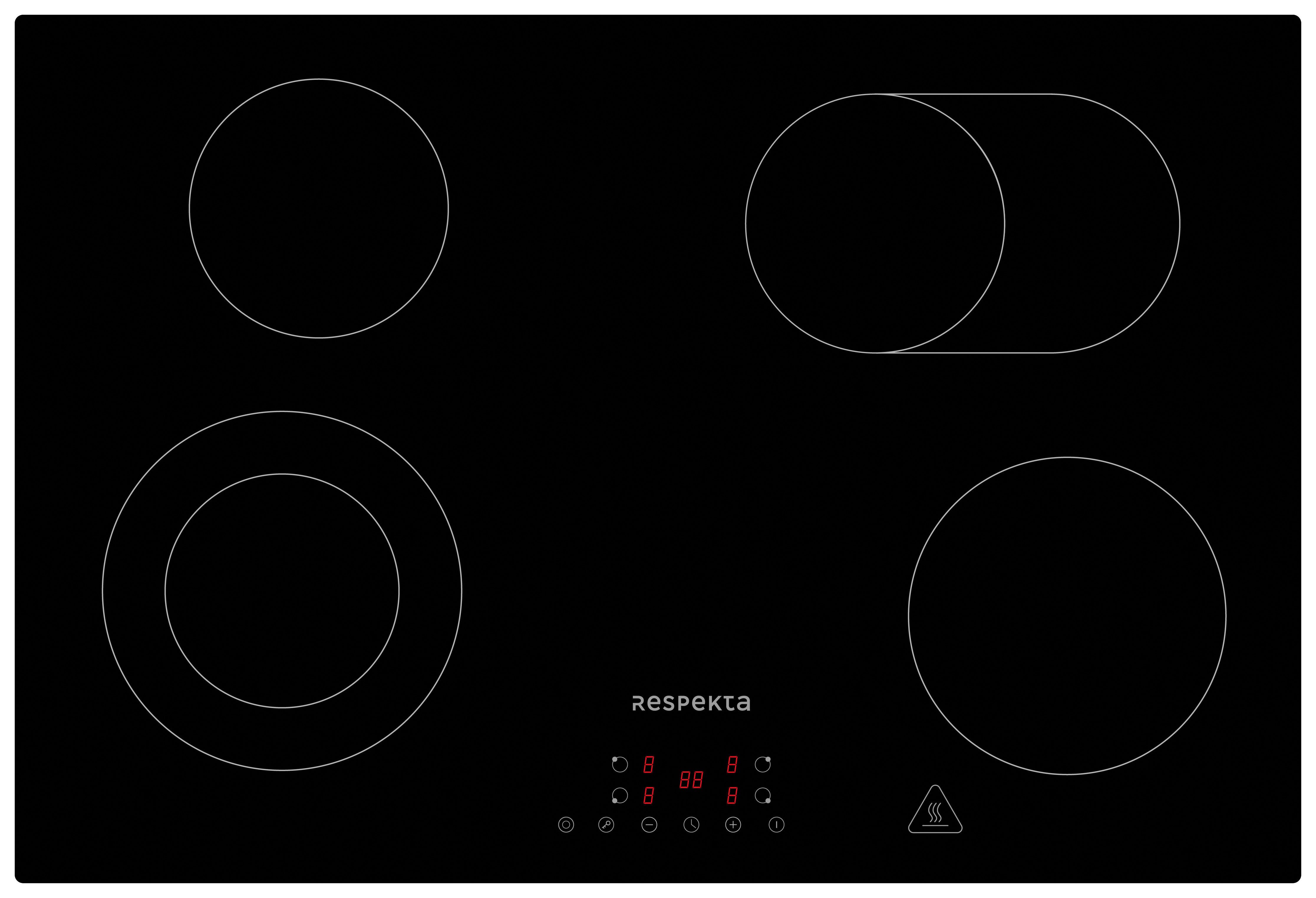 Einbauherd-Set B: 59,5 cm Elektro-Glaskeramik/ Autark - Schwarz, Trend, Glas/Metall (59,5/59,5/56,5cm) - Respekta