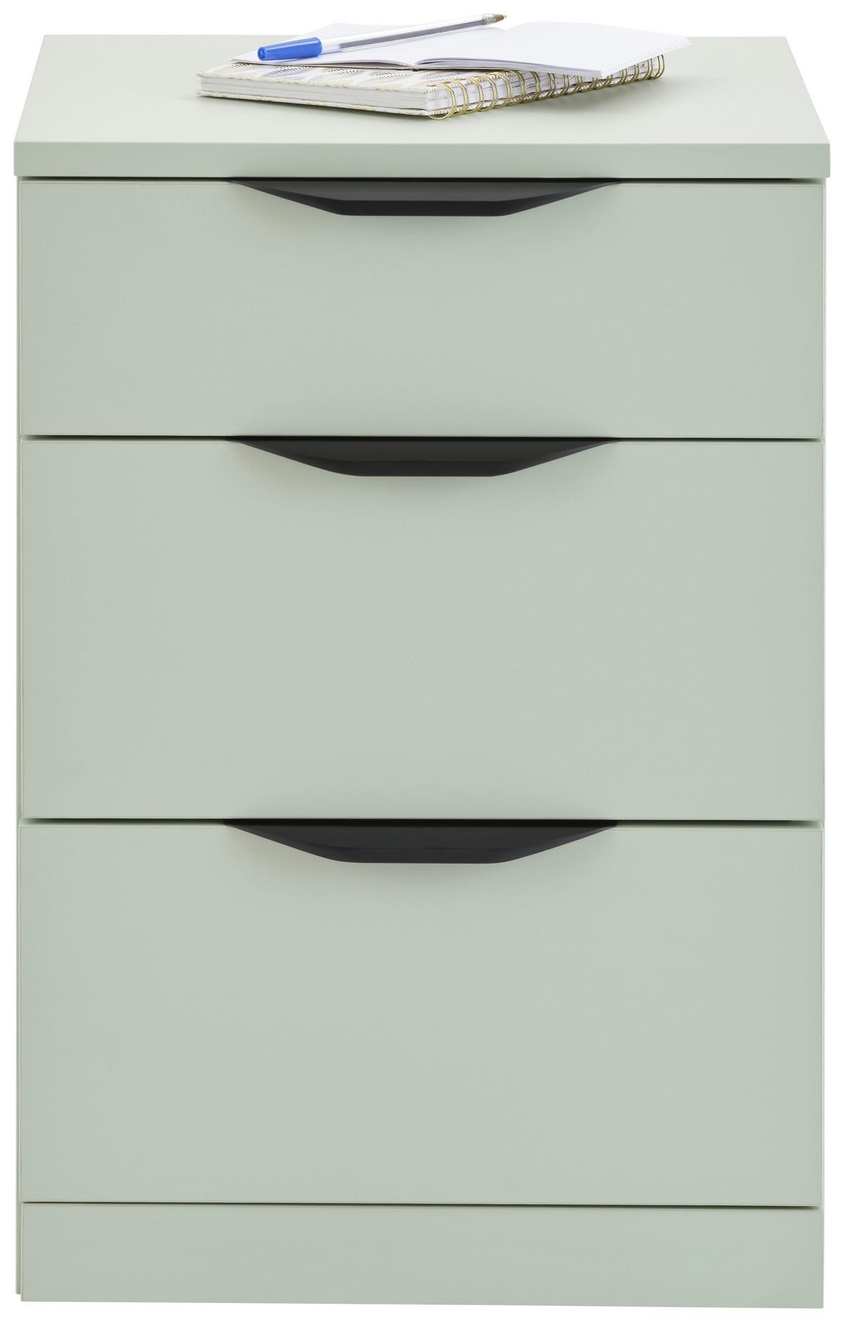 Kommode Rimini Mit 3 Laden Salbeigrün, B: 40 cm - Salbeigrün, Trend, Holzwerkstoff/Kunststoff (40/60,1/40cm)