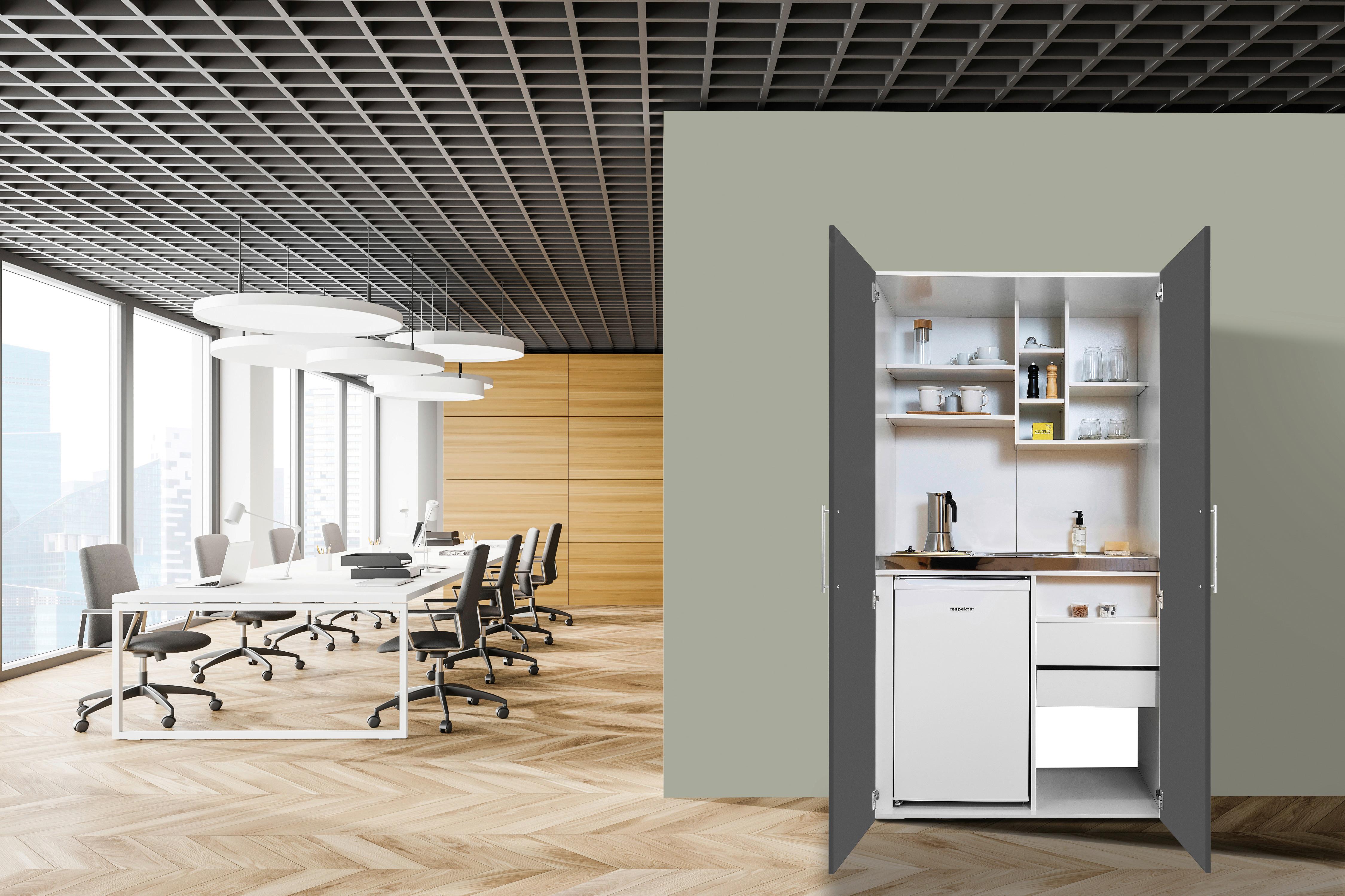 Schrankküche mit Kühlschrank + Kochfeld 104 cm Modern