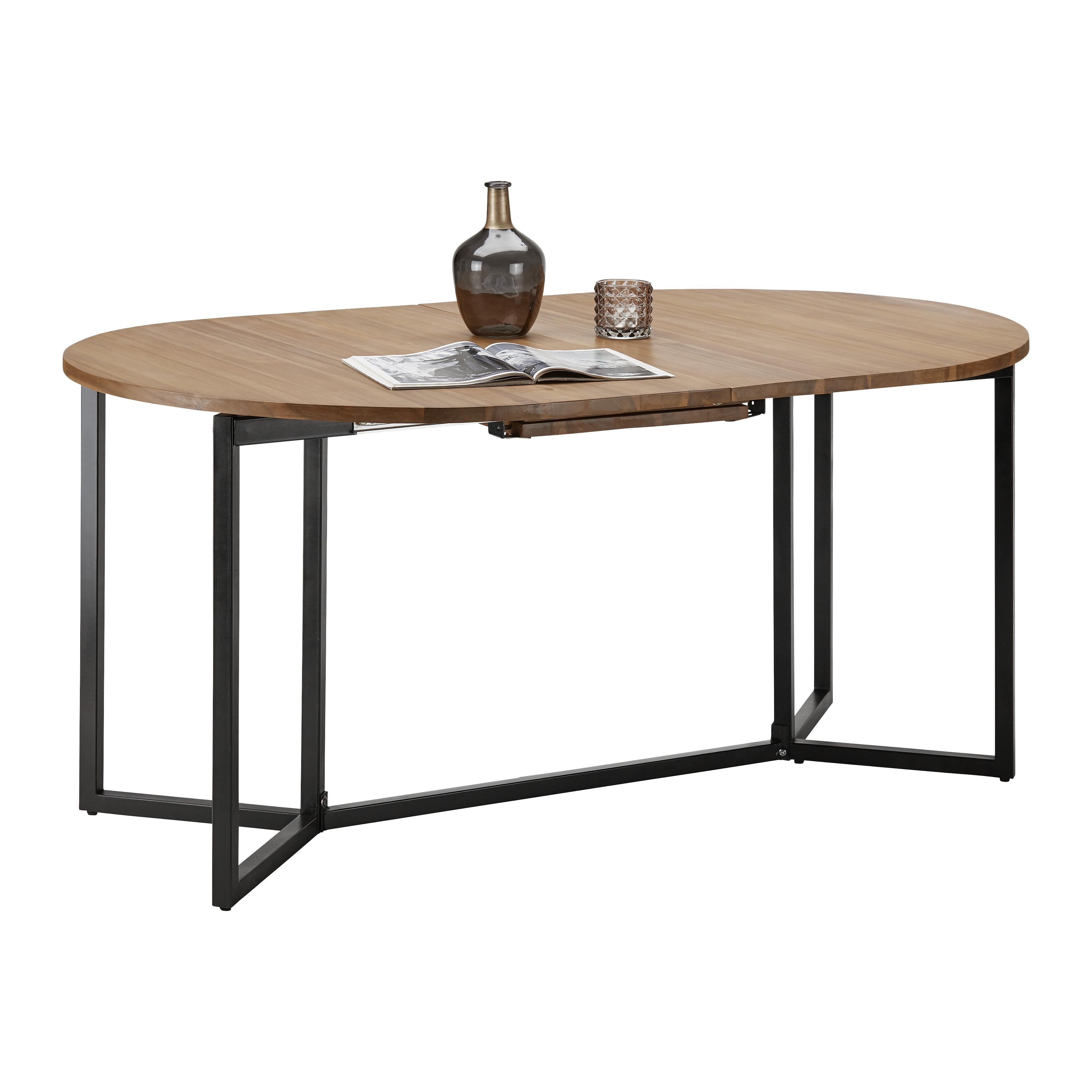 Rozkládací Jídelní Stůl Samuel 160-200x100 Cm - černá/barvy akácie, Moderní, kov/dřevo (160-200/100/75cm) - Bessagi Home
