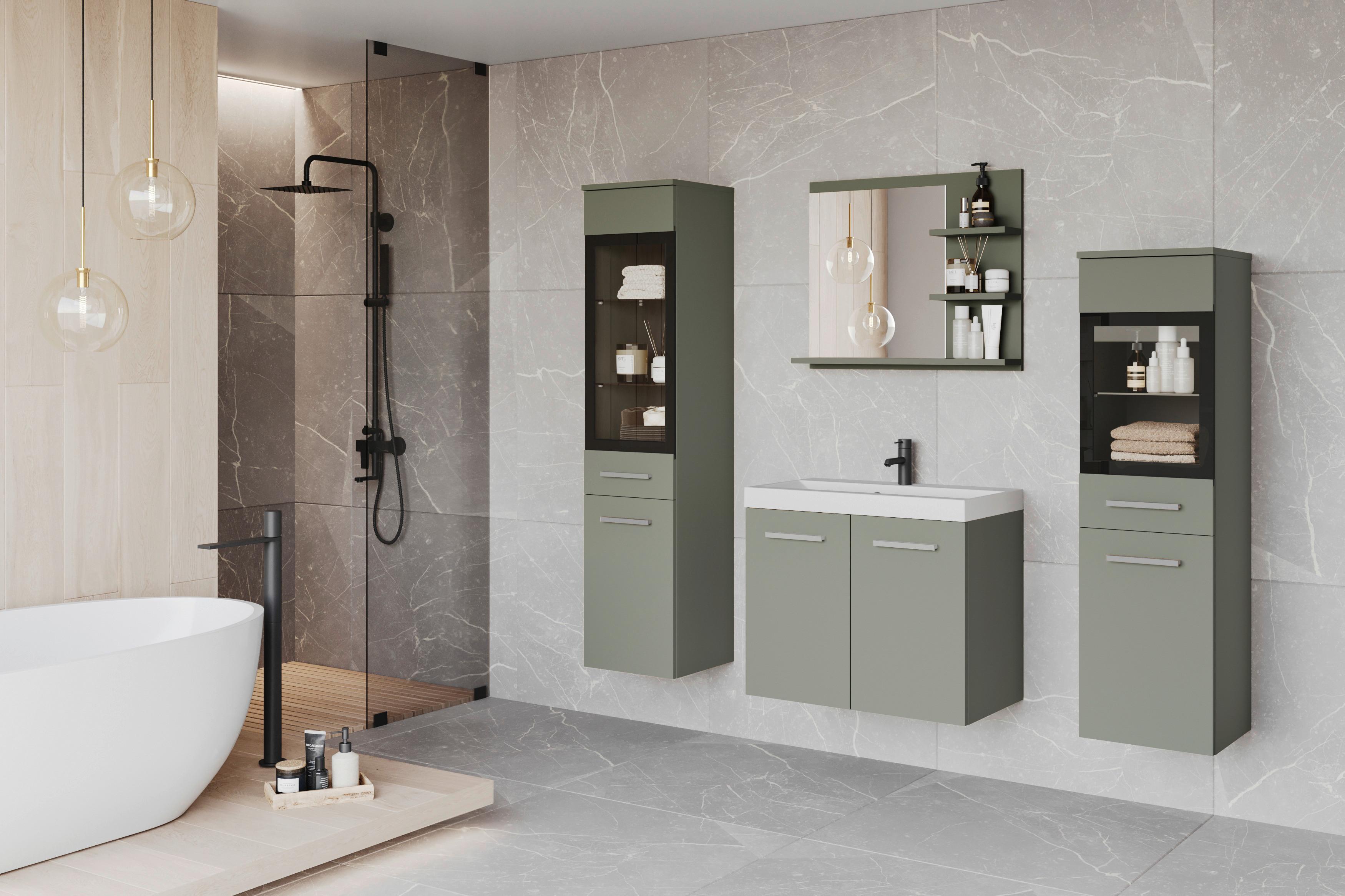 Badezimmer Madrit-Set 5-Tlg Grün B: 120,4 cm - Weiß/Grün, LIFESTYLE, Glas/Keramik (120,4/131,5/34,5cm) - P & B