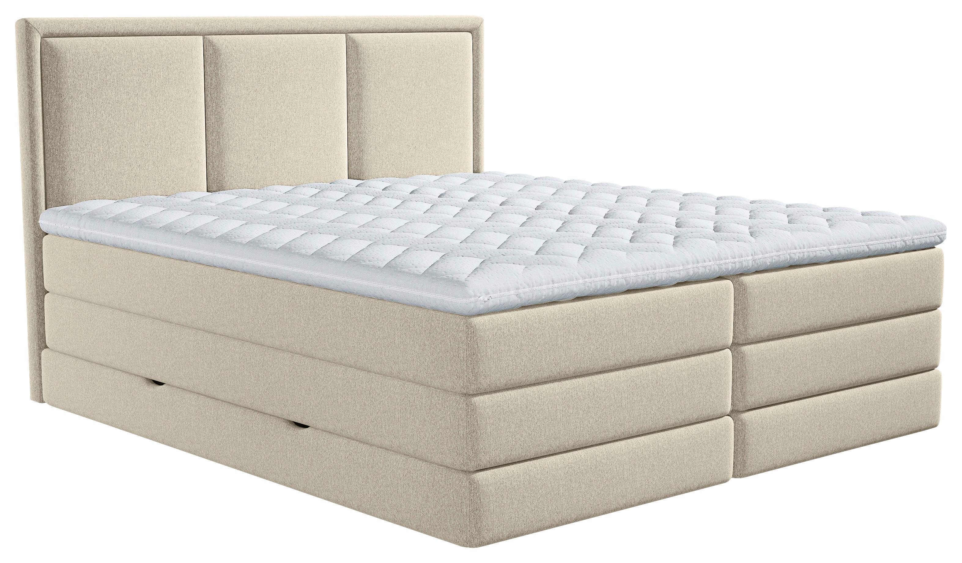 Boxspringbett mit Topper 160x200 cm Swing - Beige, Design, Textil (160/200cm) - MID.YOU