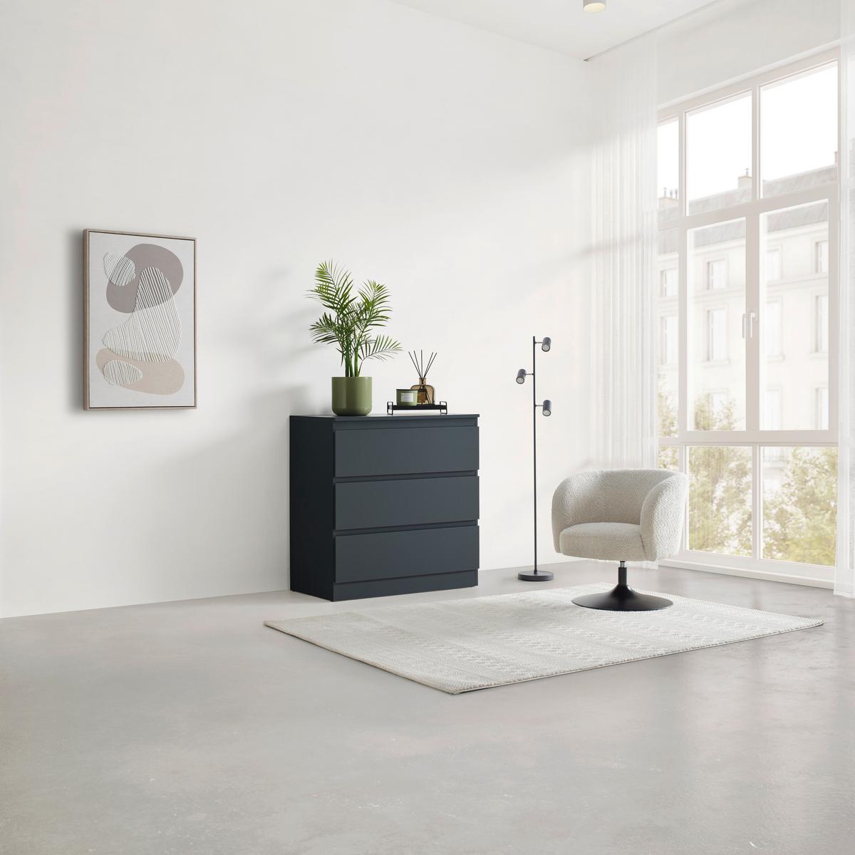 Kommode Mara Anthrazit B: 77 cm - Anthrazit/Schwarz, KONVENTIONELL, Holzwerkstoff (77/80/42cm) - Mömax