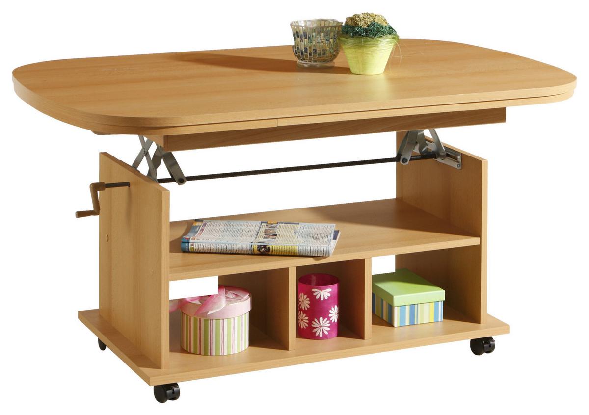 Couchtisch Babsi IIi - Buchefarben, MODERN, Holzwerkstoff/Kunststoff (107-157/67/53-63cm) - MID.YOU