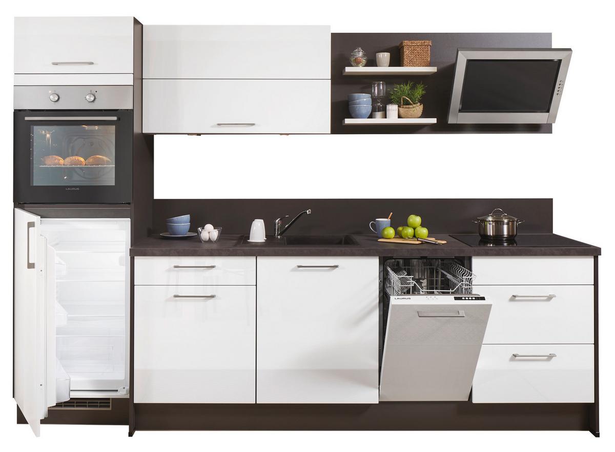 Küchenzeile Pn220 mit Geräten 285 cm Weiß - Weiß Hochglanz/Weiß, MODERN, Holzwerkstoff (289cm) - Pino