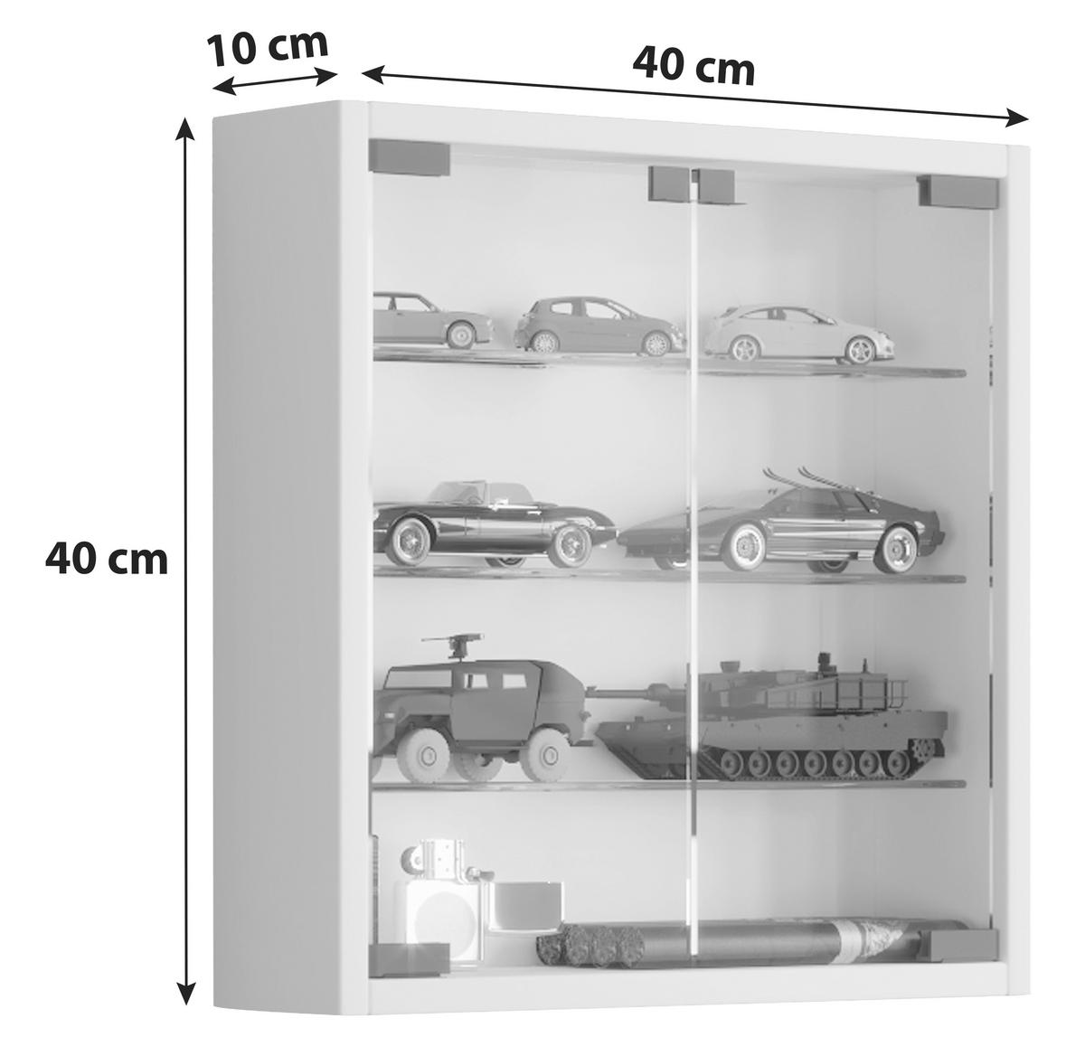 Závěsná vitrína Mandosa S š: 40 cm bílá - bílá/černá, Konvenční, kompozitní dřevo/plast (40/40/10cm) - MID.YOU