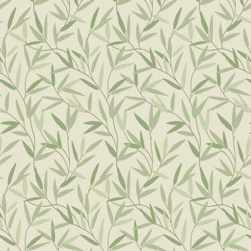 Vliestapete Willow Leaf Hedgerow - Grün, Basics, Papier/Kunststoff (52/1000cm)