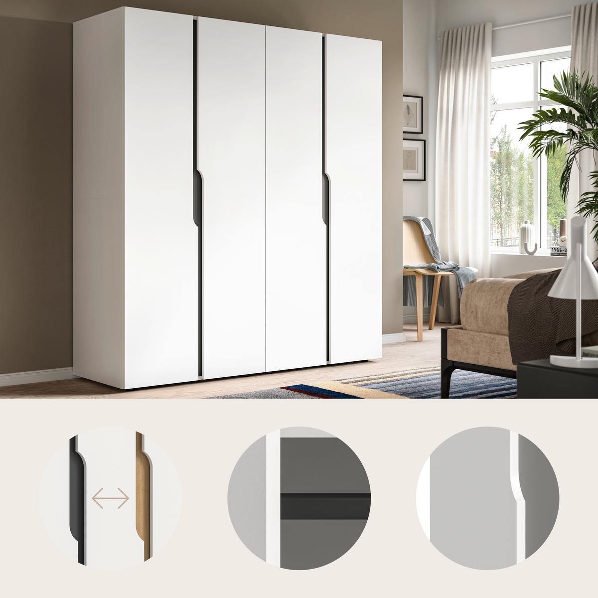 DREHTÜRENSCHRANK Anga Weiß B: 160cm - Weiß, MODERN, Holzwerkstoff (160/180/51cm) - MID.YOU