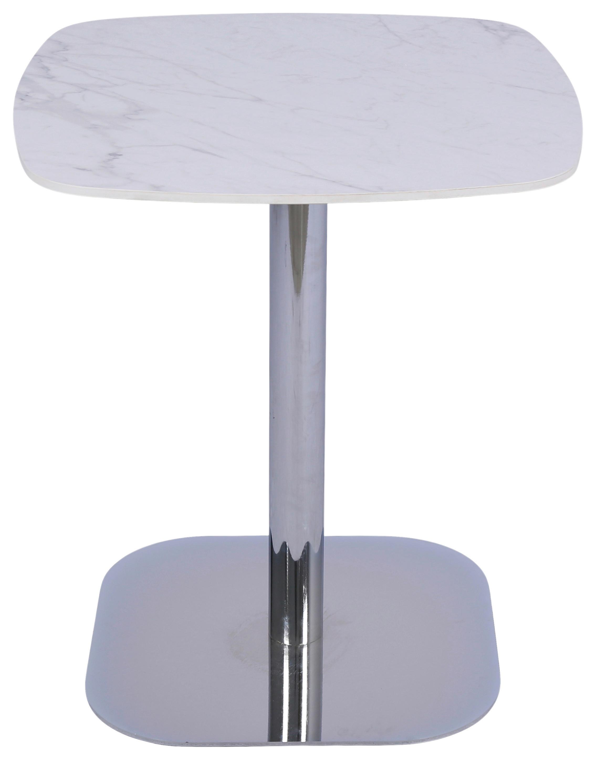 BISTRO STOLEK THEO -TREND- - bílá/barvy chromu, Moderní, kov/kámen (70/75/70cm) - Premium Living