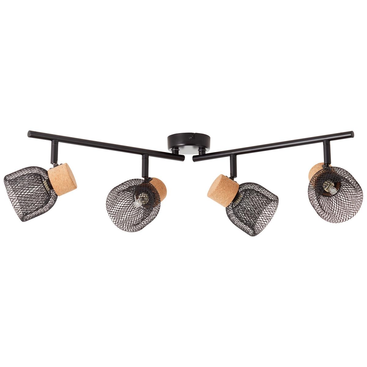 Deckenleuchte Flaka Schwenkbar - Schwarz, Natur, Holz/Metall (16,5/76,5/9cm) - Brilliant