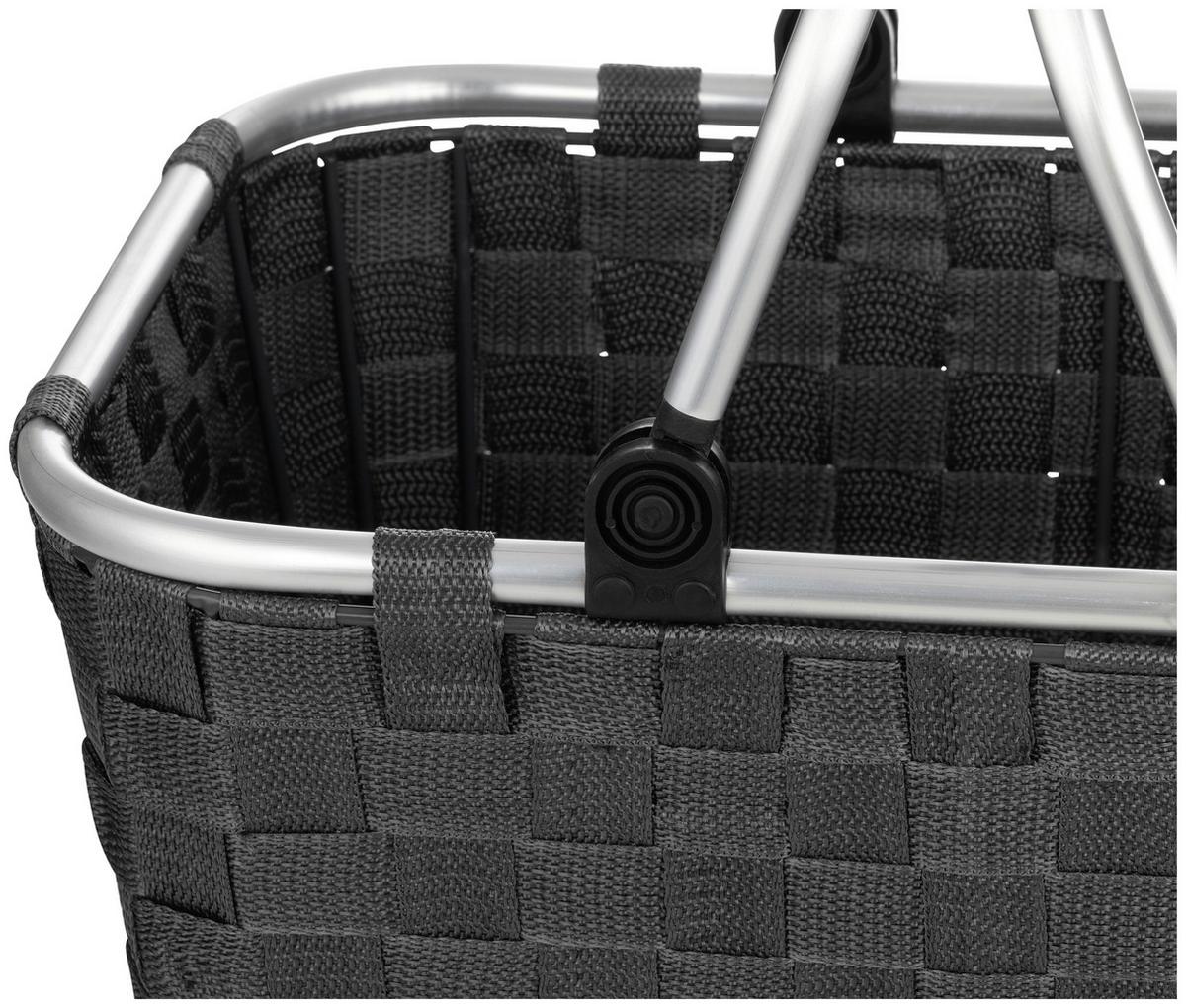 Einkaufskorb Gina Grau Flechtmuster mit Tragegriffe - Grau, KONVENTIONELL, Kunststoff/Metall (41/29/21cm) - Ondega