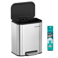 Abfallsammler Silberfarben B: 36,6cm - Silberfarben/Schwarz, Basics, Kunststoff/Metall (36,6/42,5/30cm)