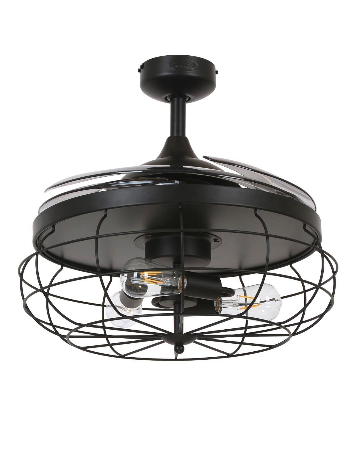 Deckenventilator Fanaway Industri Schwarz 4-Flügel - Transparent/Schwarz, Design, Kunststoff/Metall (122/50cm) - P & B