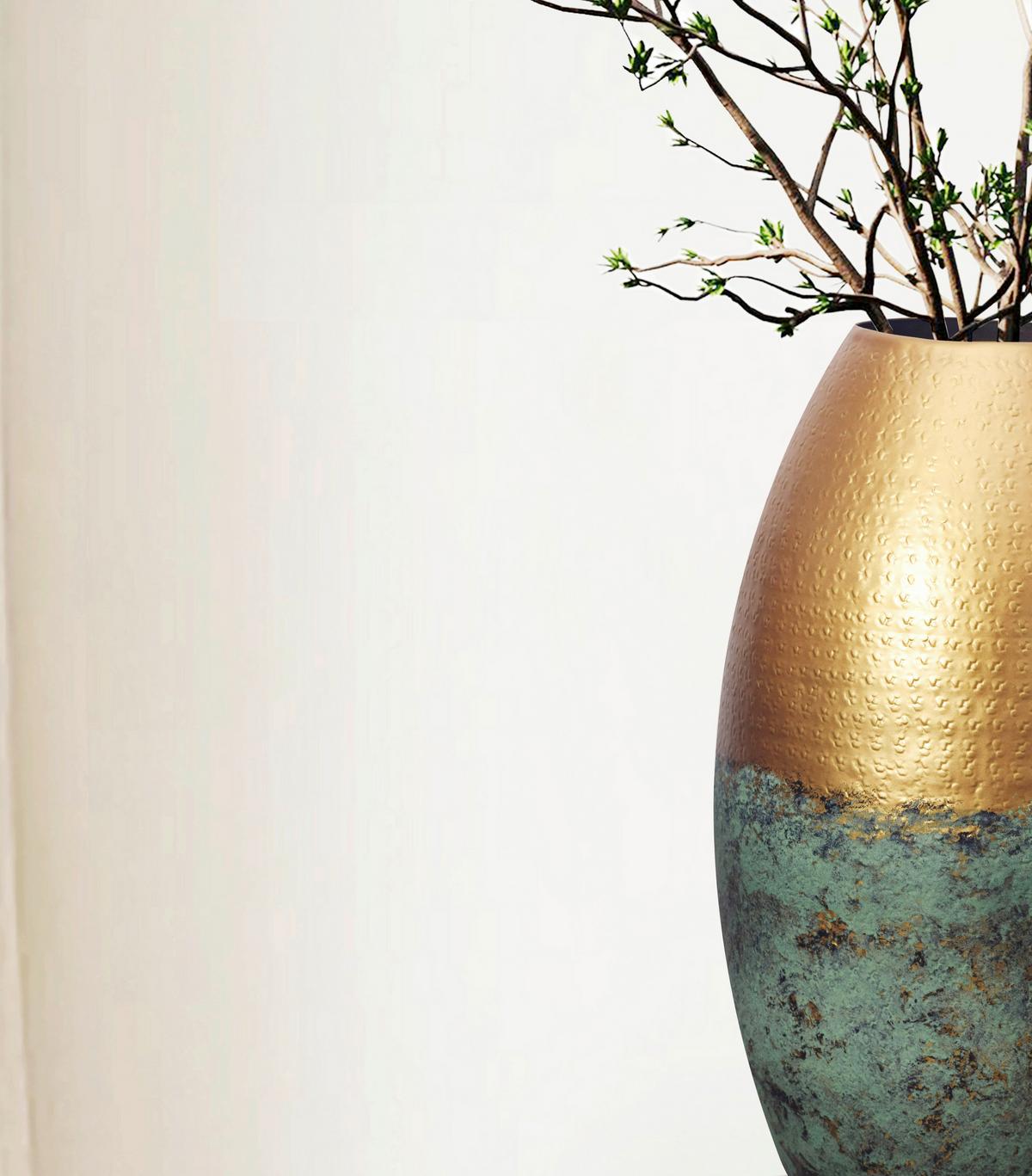 Dekovase 2er Set Goldfarben B: 25 Cm - Goldfarben, Design, Metall (25/47/25cm) - Livetastic