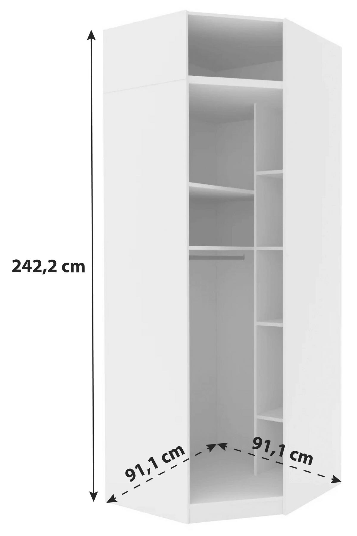 KORPUS ROHOVEJ SKRINE UNIT - biela, Modern, kompozitné drevo (91,1/242,2/91,1cm) - Ondega