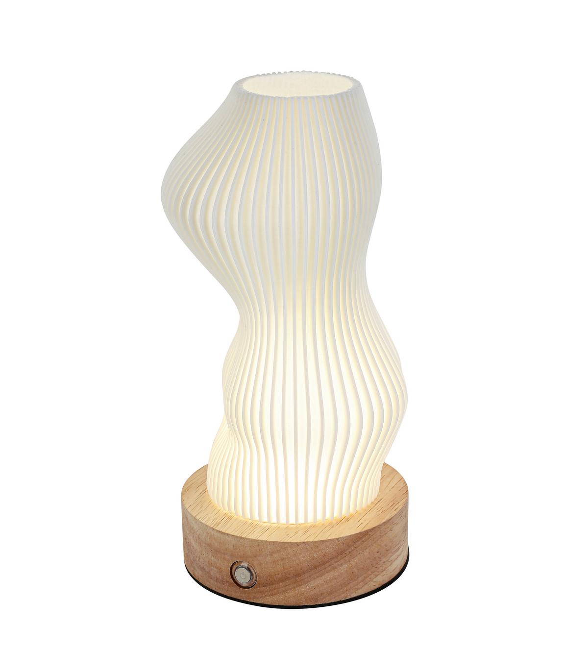 NABÍJATEĽNÁ STOLNÁ LAMPA GIRTL - biela/prírodná farba, Modern, kov/drevo (14cm) - Mömax