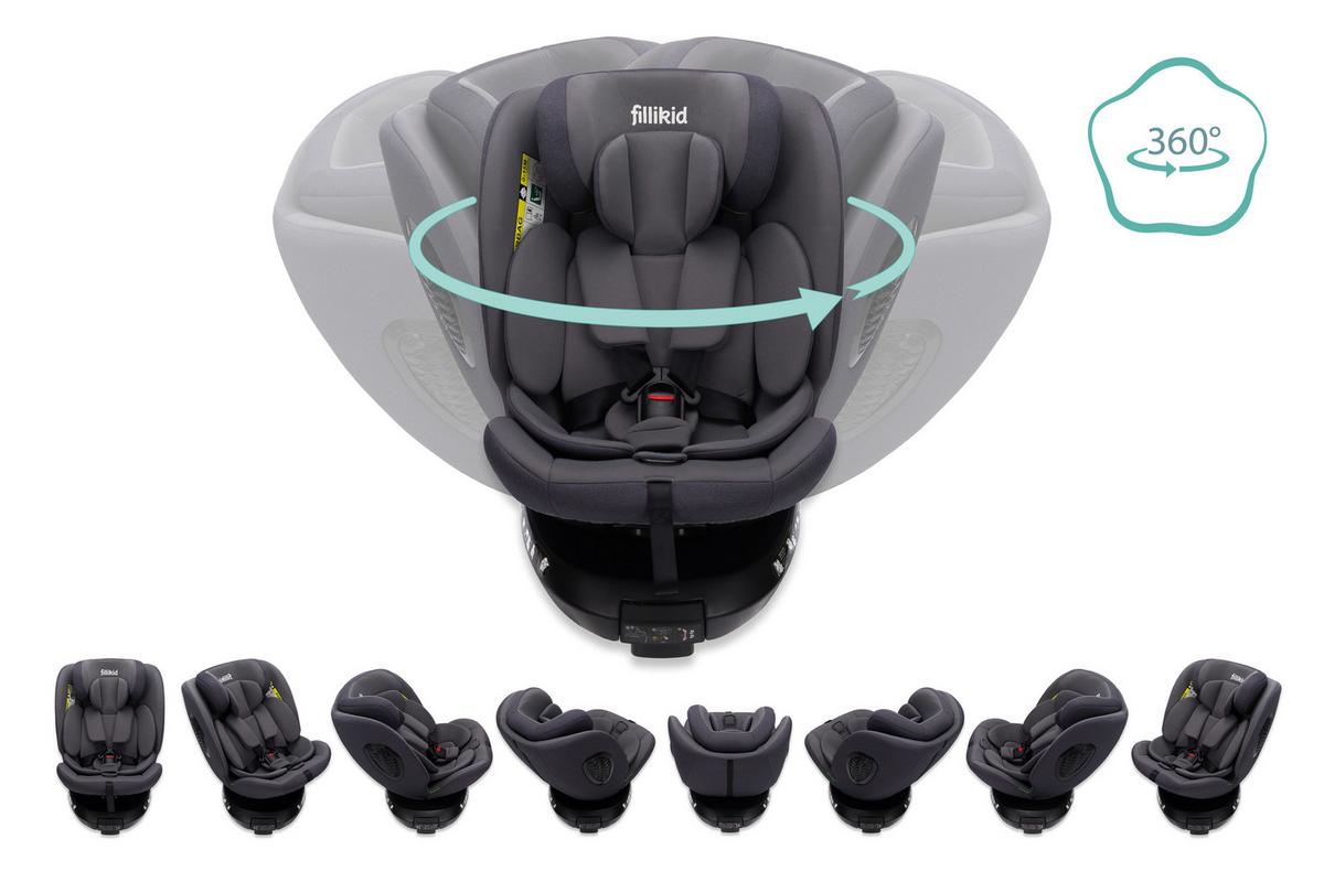 Kinderautositz Leon Grau B: 45 Cm - Grau, Basics, Kunststoff/Textil (55/45/90cm) - Fillikid