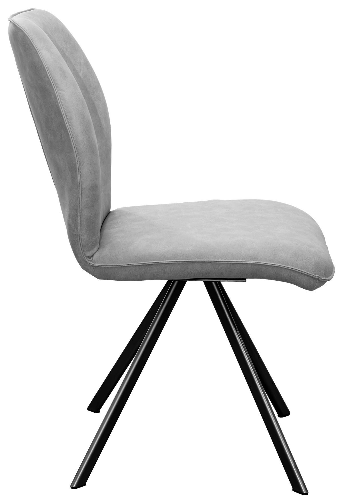 Stuhl Jannes Webstoff grau. B: 50cm - Schwarz/Grau, MODERN, Textil/Metall (50/64/87cm)