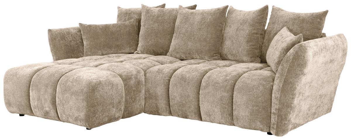 Univerzálna sedačka CAMMELLIO, sivohnedá ženilka, 7 vankúšov - čierna/taupe, Modern, textil (296/75-95/189cm) - Mömax